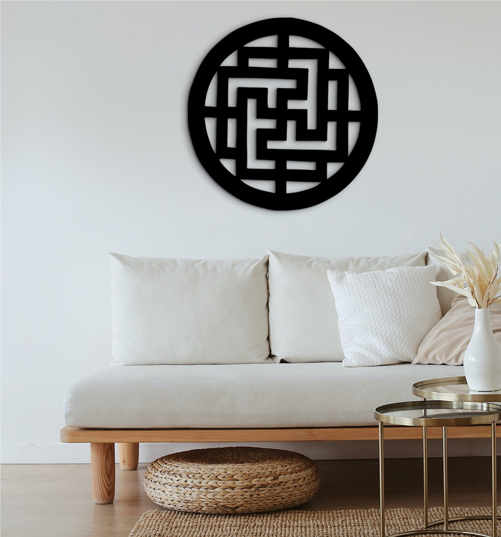 Om Symbol Wooden Wall Art: Buddhist Decor, Yoga Studio Sign