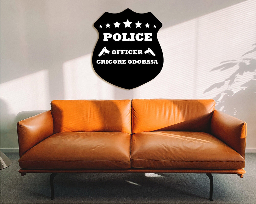 Personalized Police Officer Dad Sign: 3D Shadow Effect Wood Art