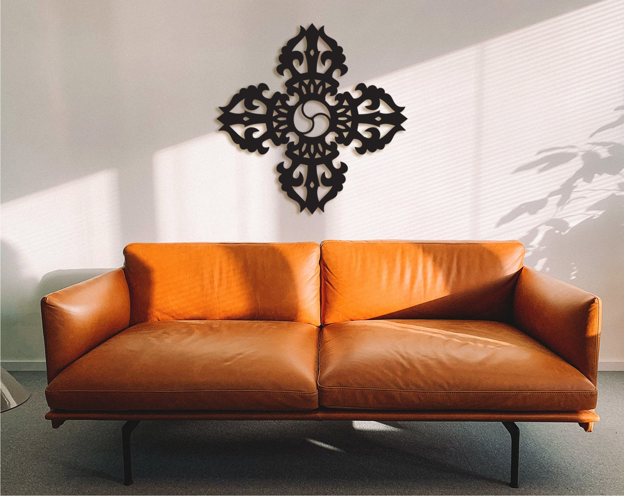 Tibetan Vajra Wall Decor: Laser Cut Wood Art for Meditation