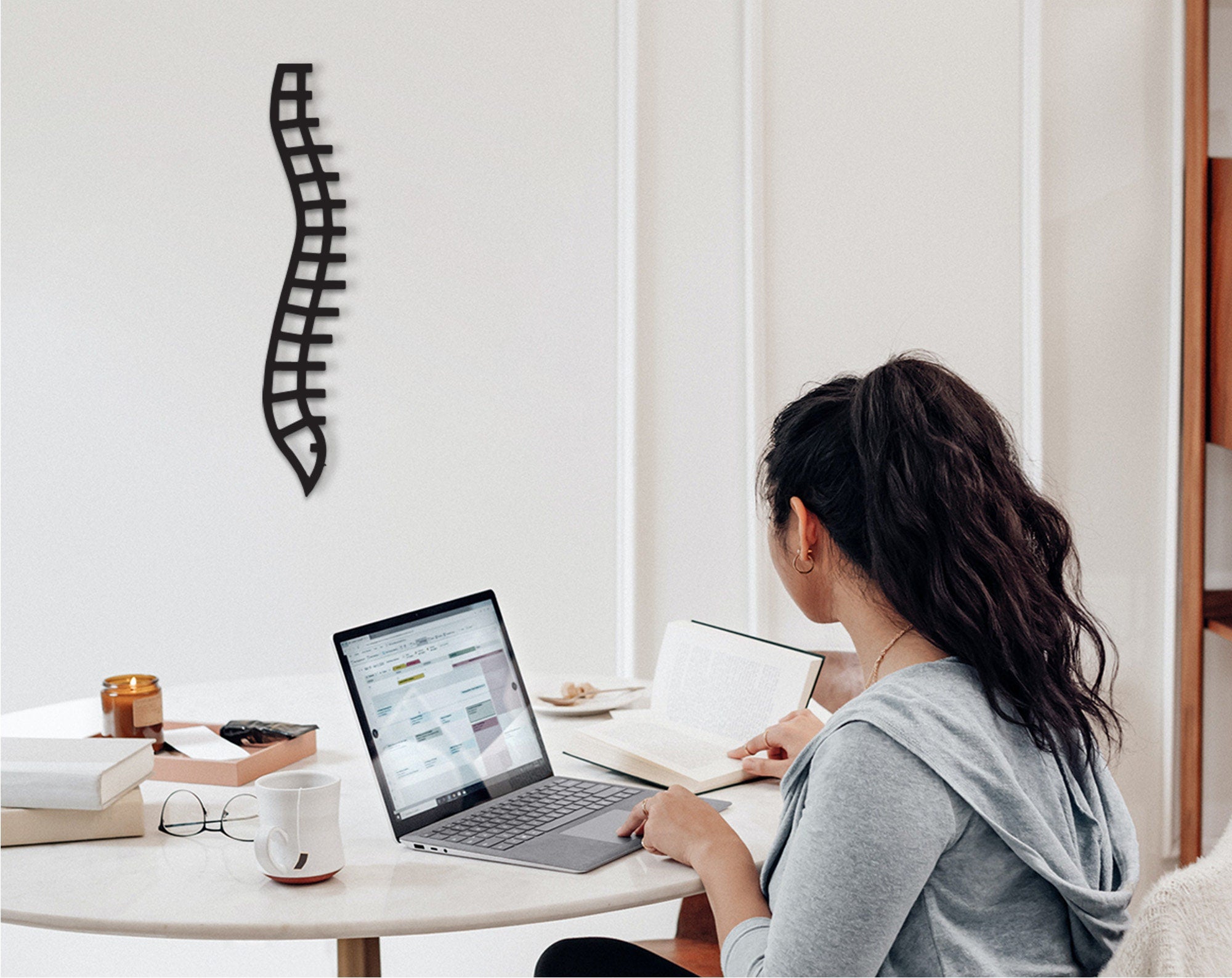 3D Human Spine Decor Art: Medical Office Wall Hanging