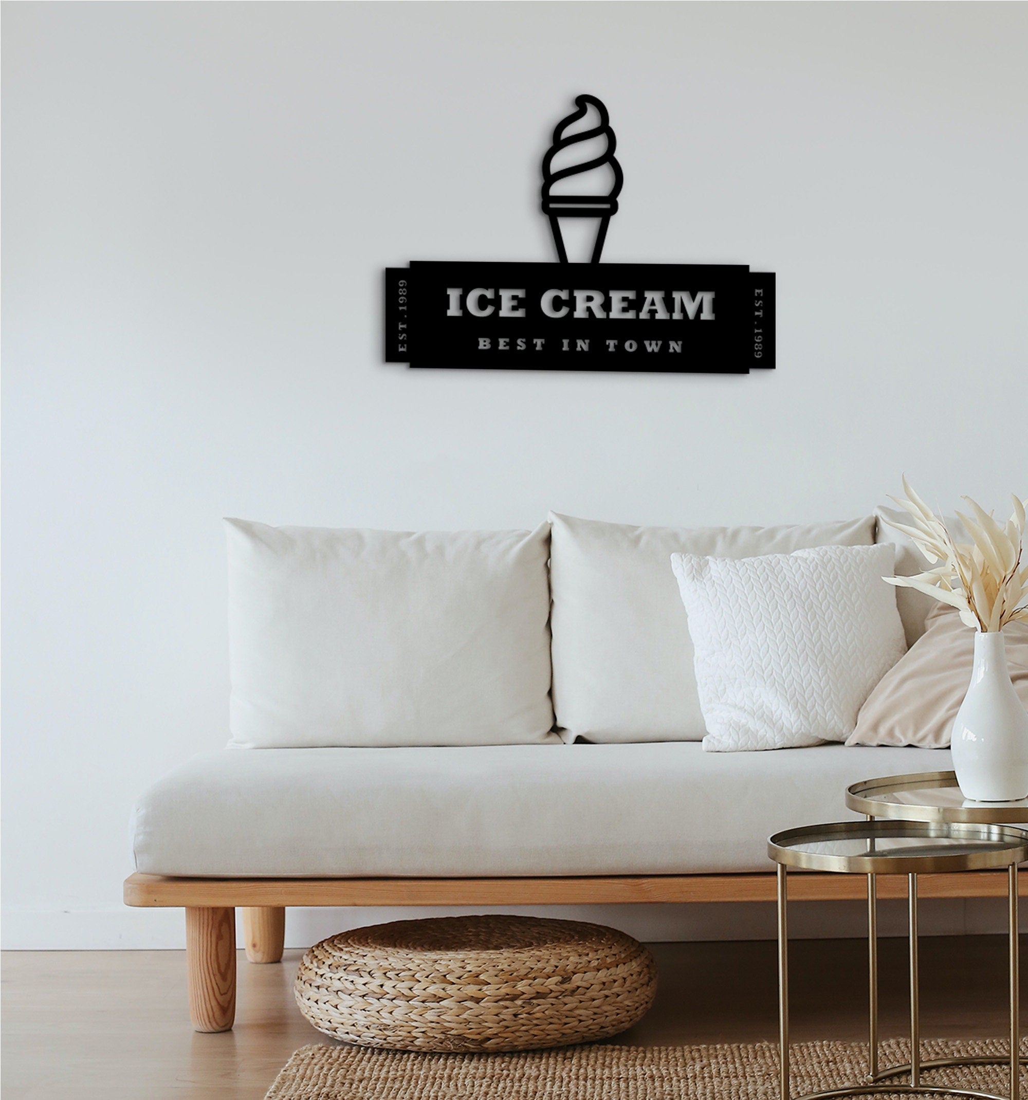 Ice Cream Bar Hanging Sign: Wooden Summer Decor