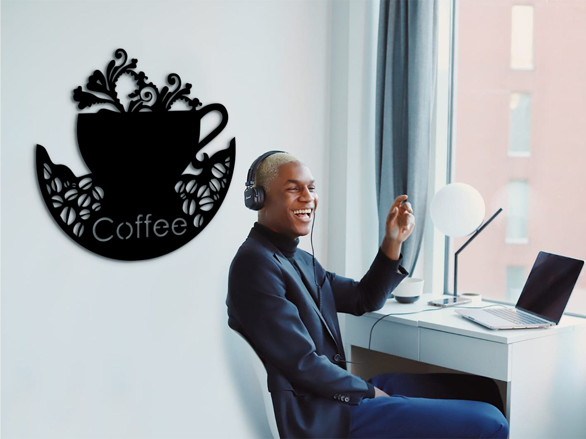 Personalized Coffee Bar Sign: 3D Shadow Wood Decor