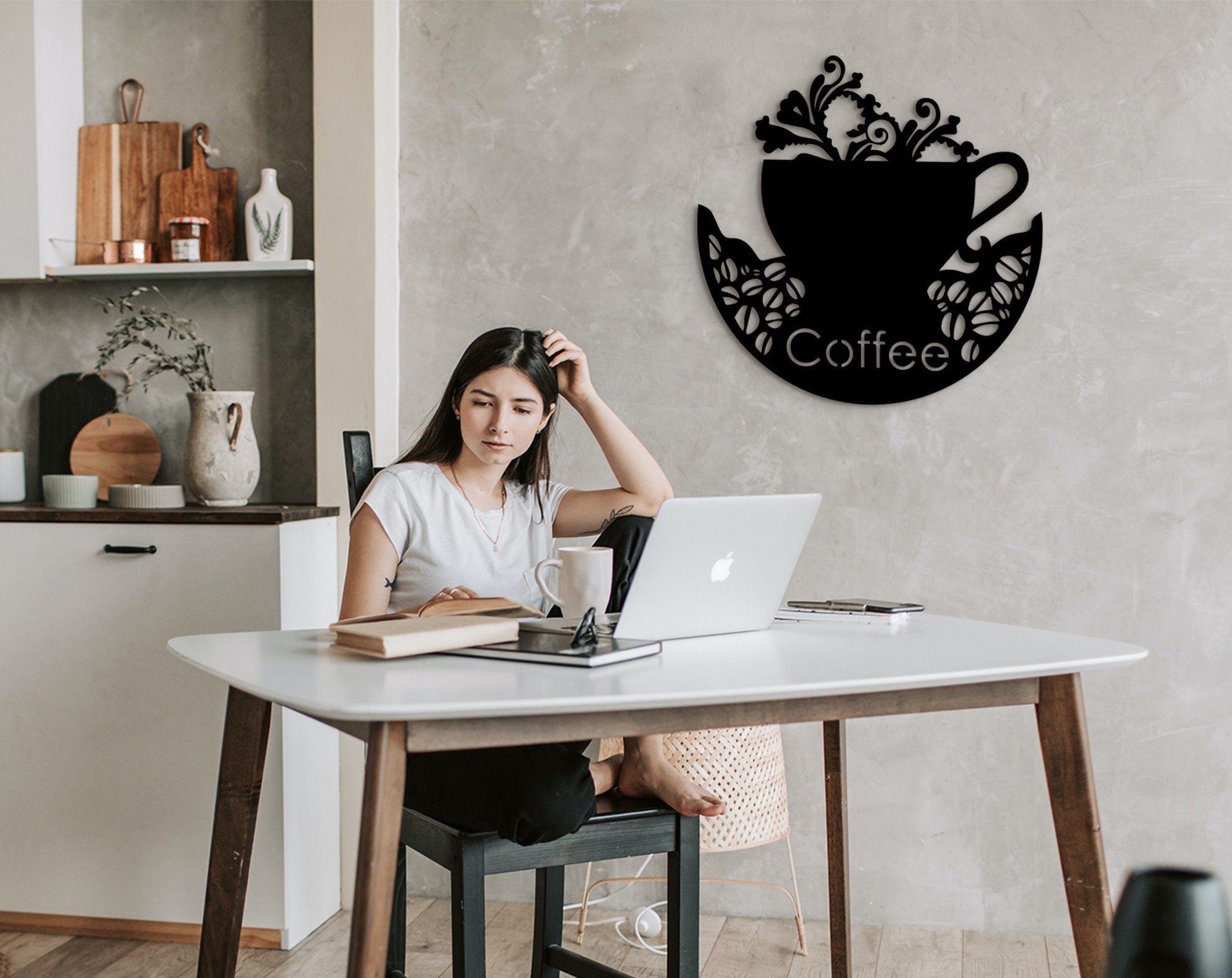 Personalized Coffee Bar Sign: 3D Shadow Wood Decor