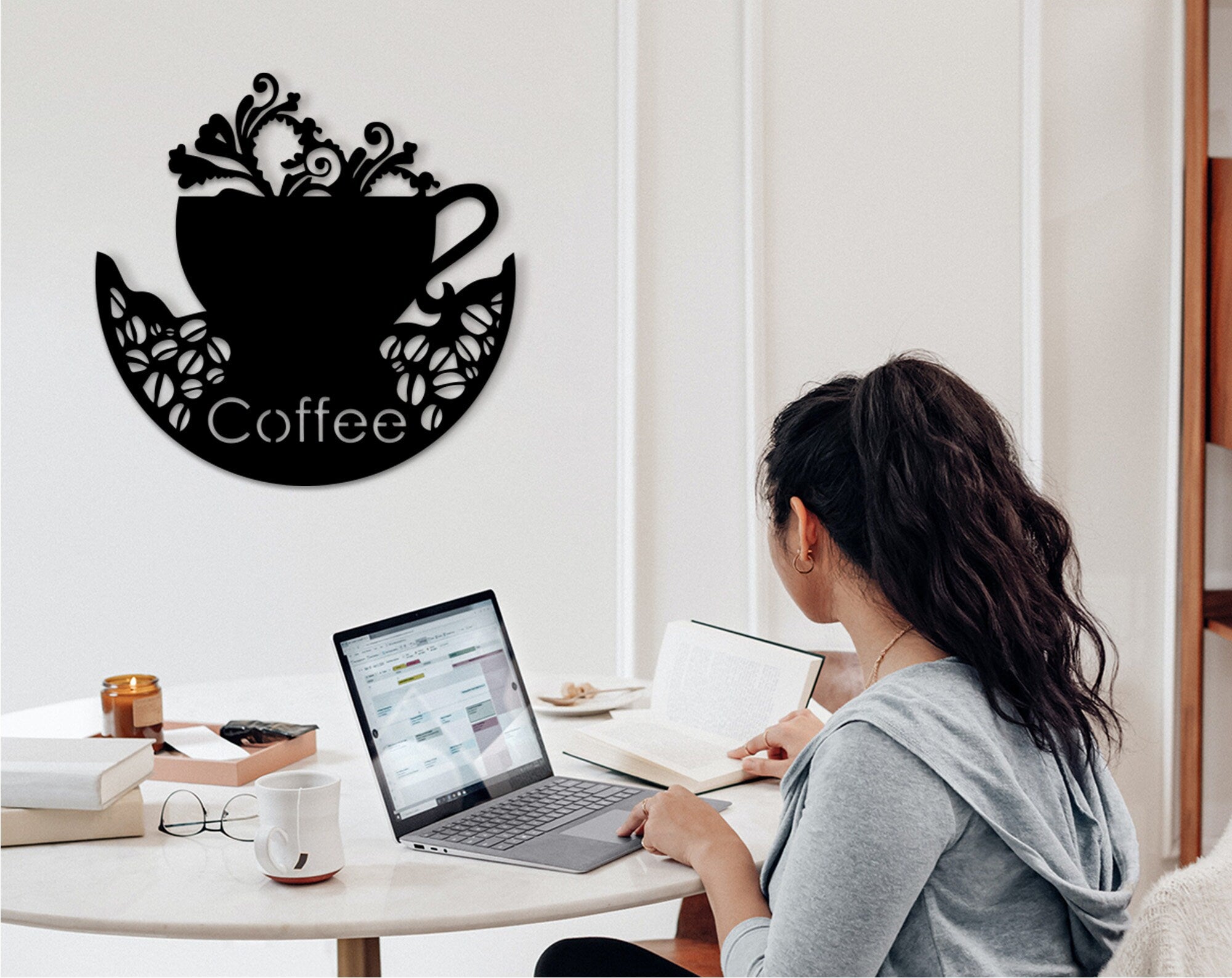 Personalized Coffee Bar Sign: 3D Shadow Wood Decor