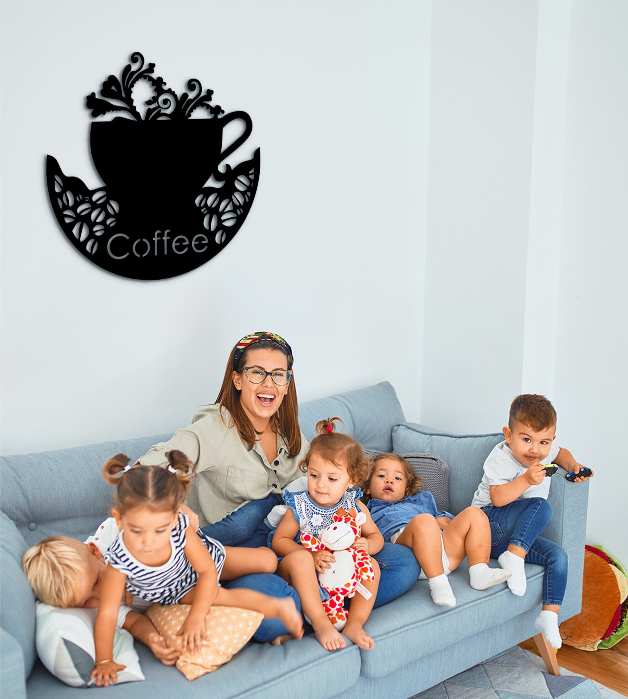 Personalized Coffee Bar Sign: 3D Shadow Wood Decor