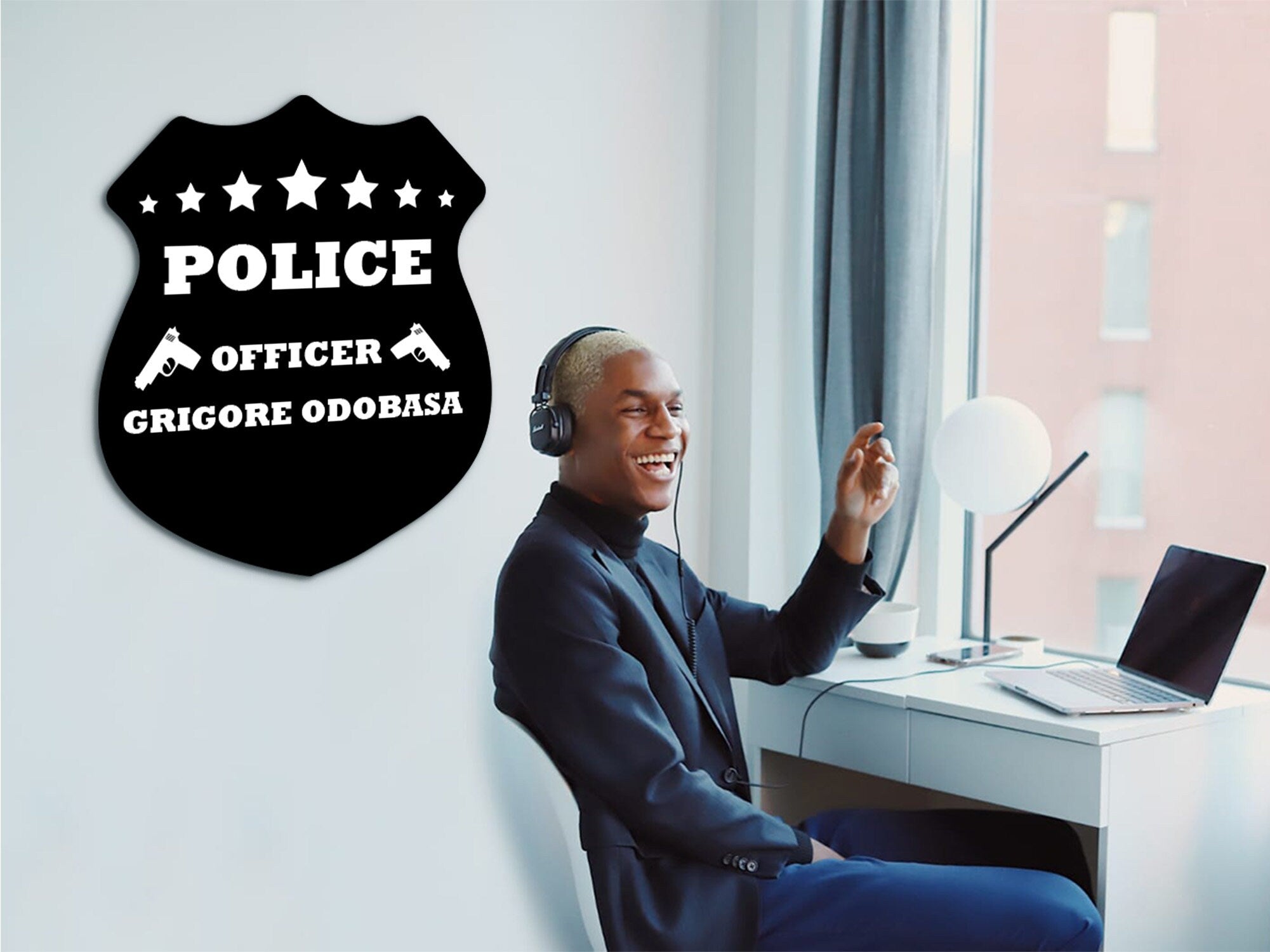 Personalized Police Officer Dad Sign: 3D Shadow Effect Wood Art