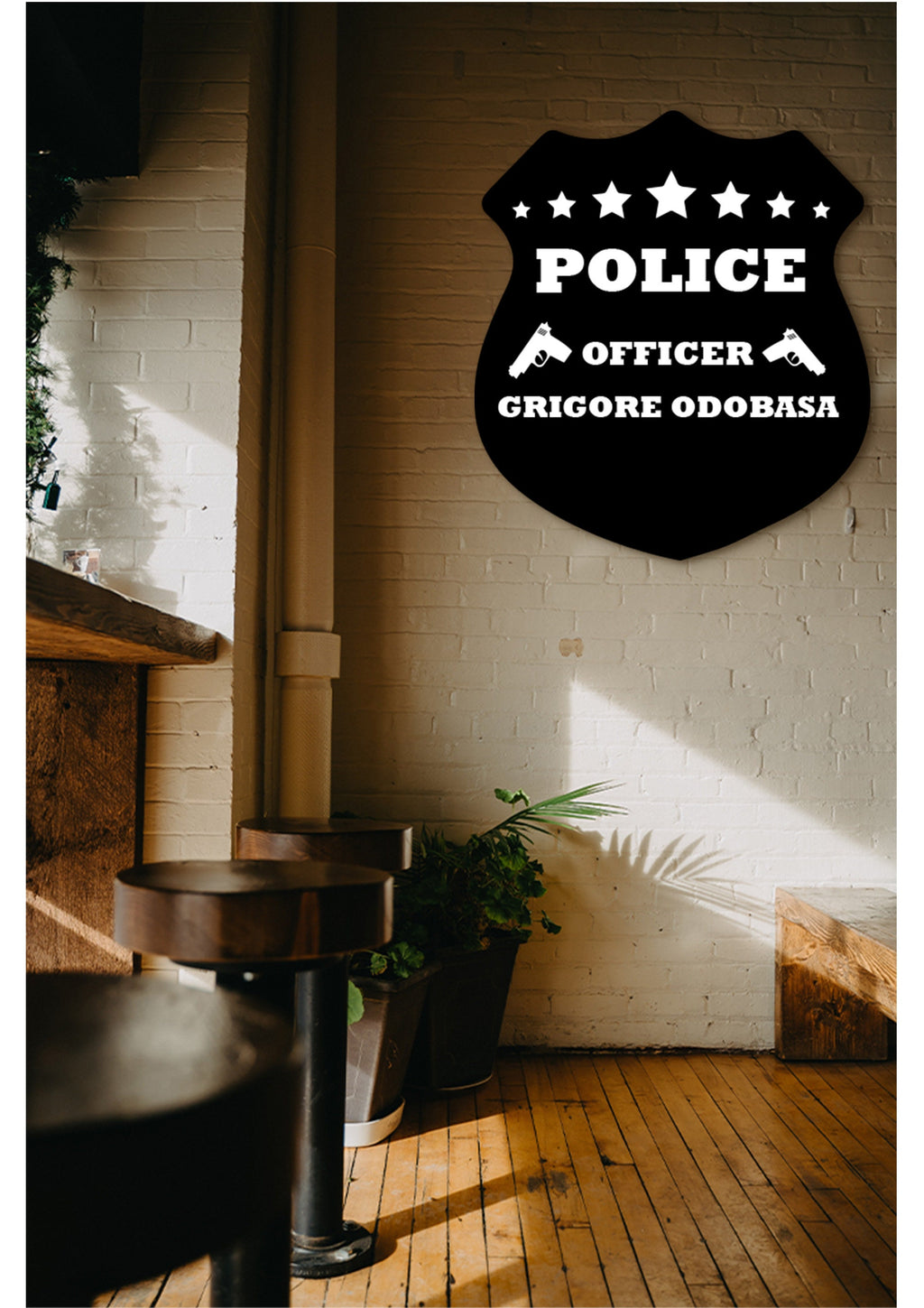 Personalized Police Officer Dad Sign: 3D Shadow Effect Wood Art