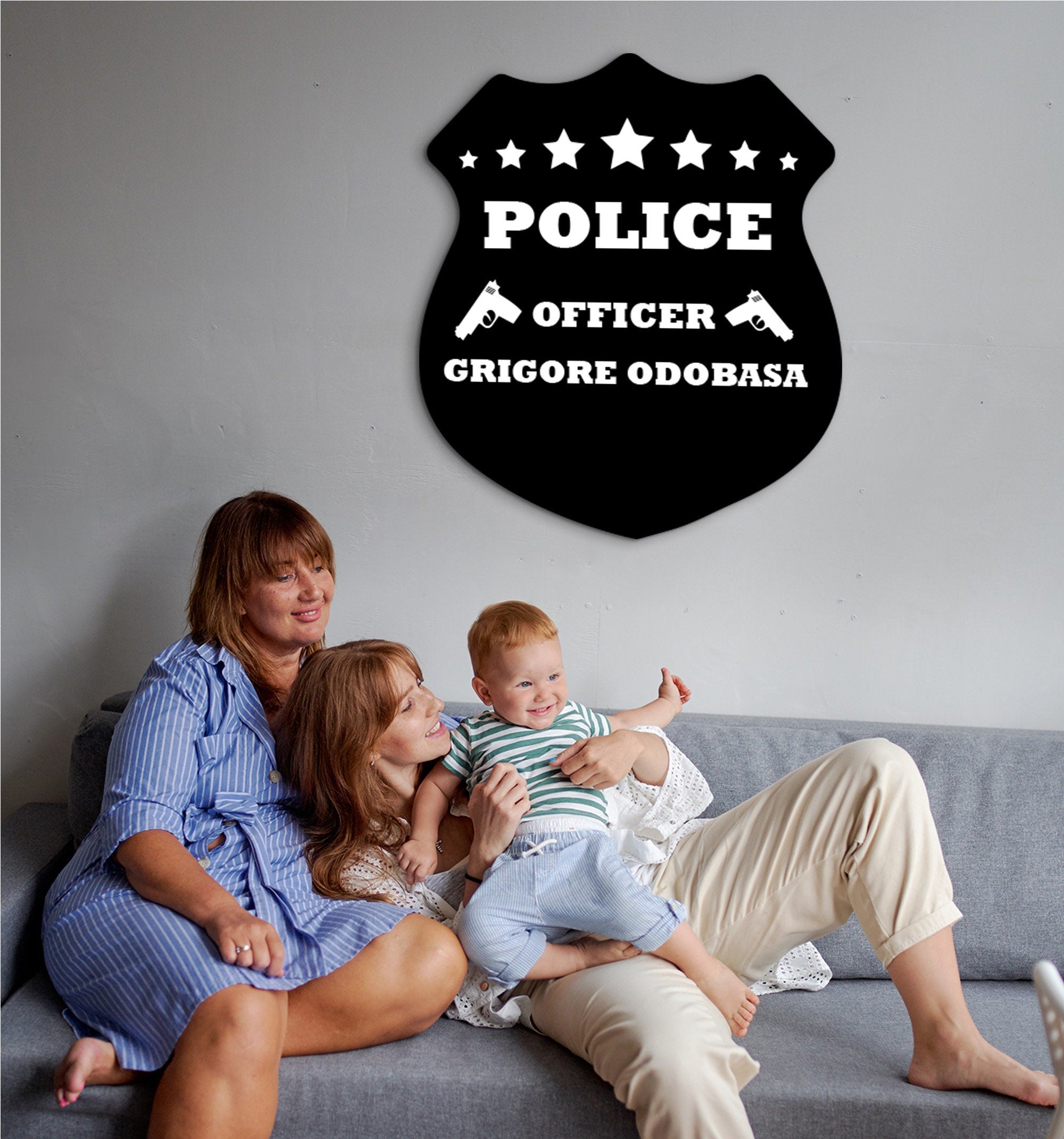 Personalized Police Officer Dad Sign: 3D Shadow Effect Wood Art