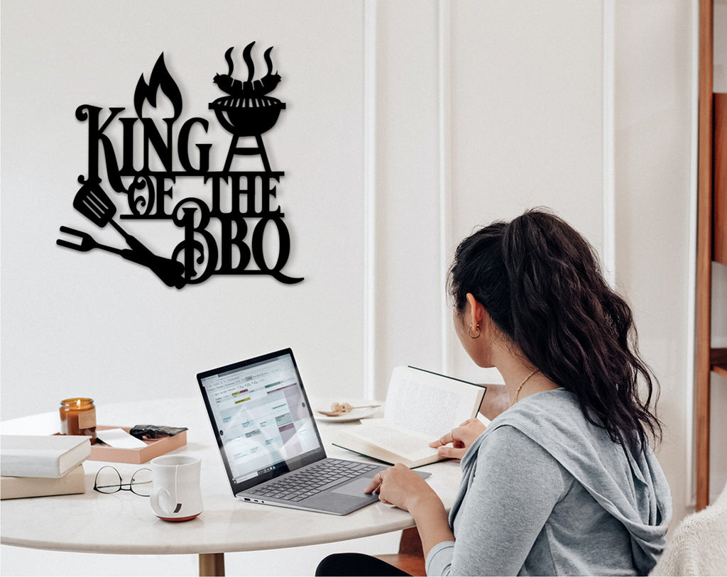Personalized BBQ Grill Sign: King of the BBQ Wood Wall Art