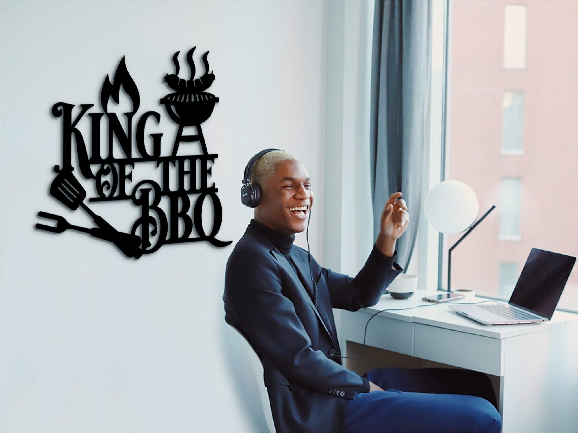 Personalized BBQ Grill Sign: King of the BBQ Wood Wall Art