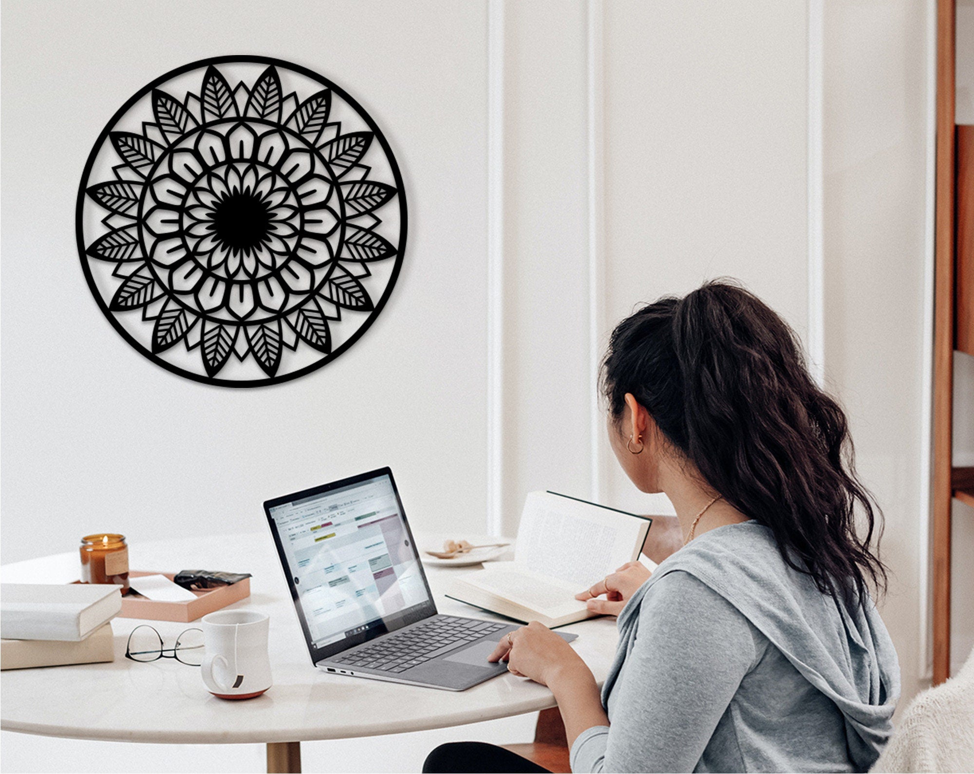 Boho Mandala Wood Wall Art: 3D Shadow Decor