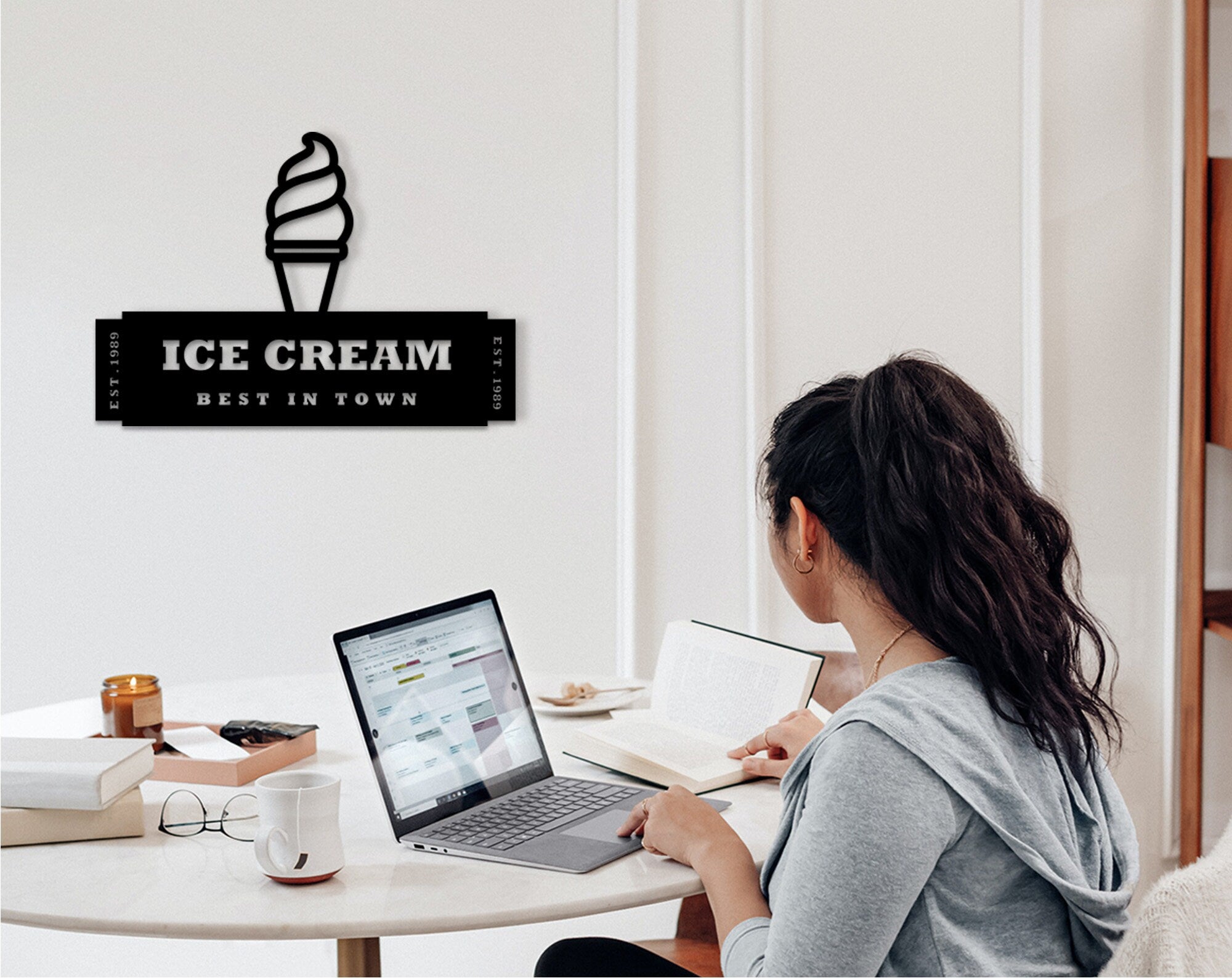 Ice Cream Bar Hanging Sign: Wooden Summer Decor