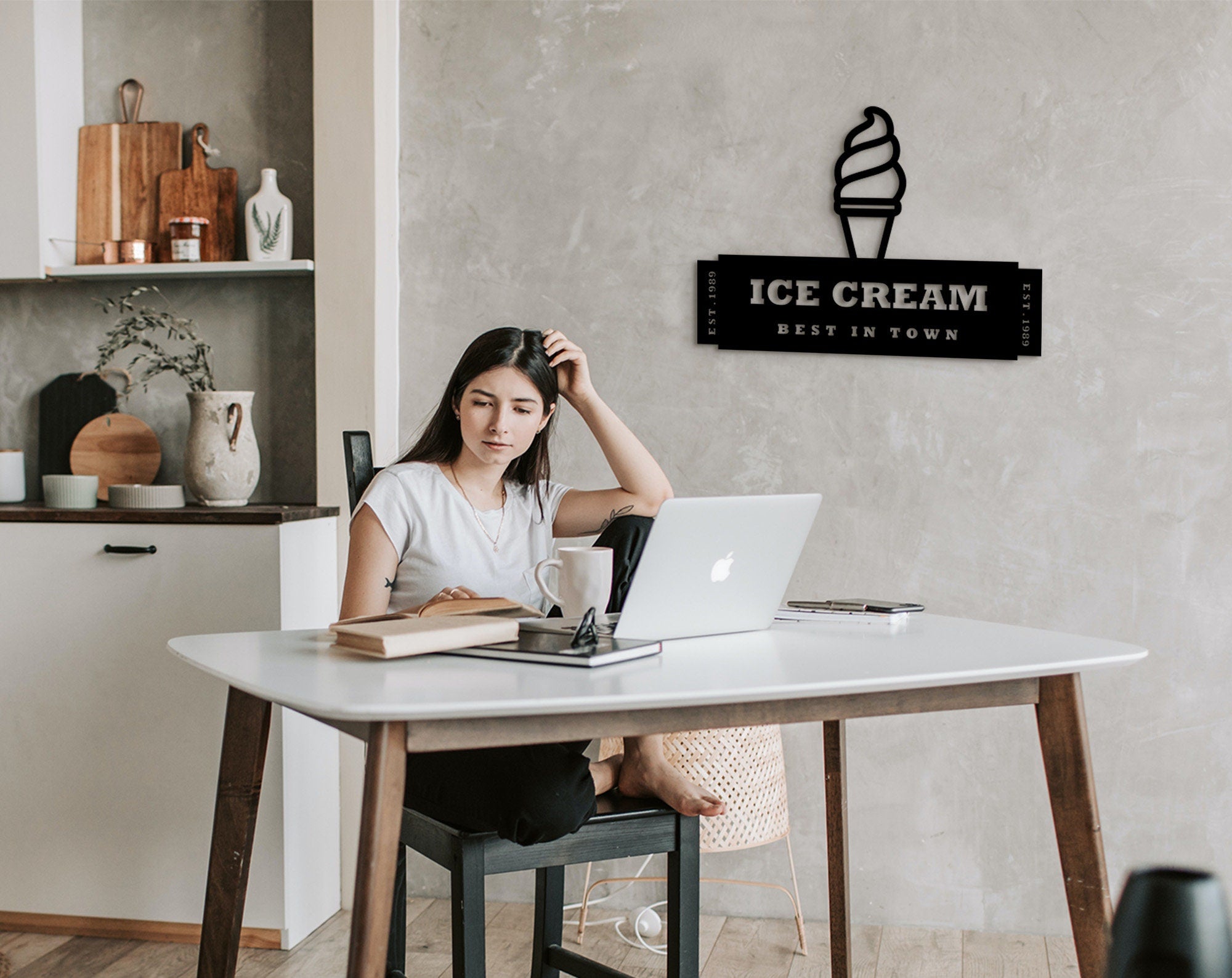 Ice Cream Bar Hanging Sign: Wooden Summer Decor
