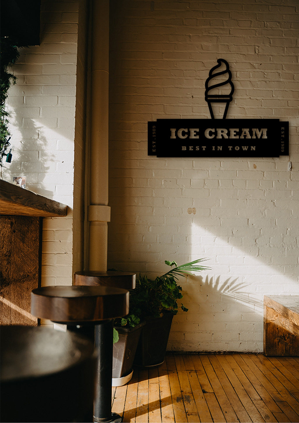 Ice Cream Bar Hanging Sign: Wooden Summer Decor
