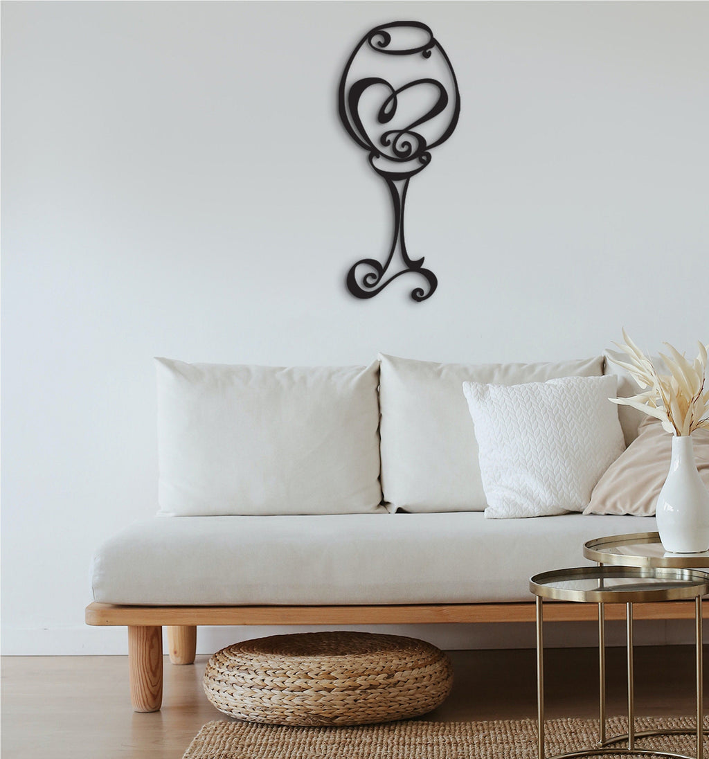 Laser Cut Wine Glass Wall Art: Modern Bar Decor