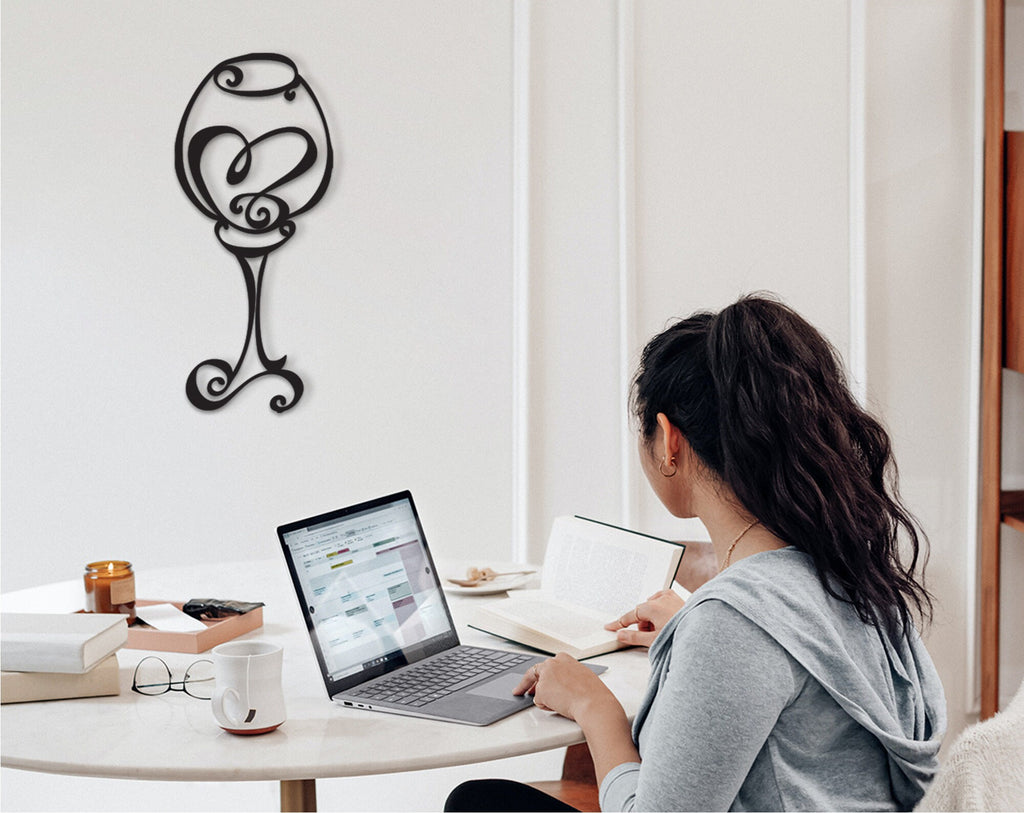 Laser Cut Wine Glass Wall Art: Modern Bar Decor