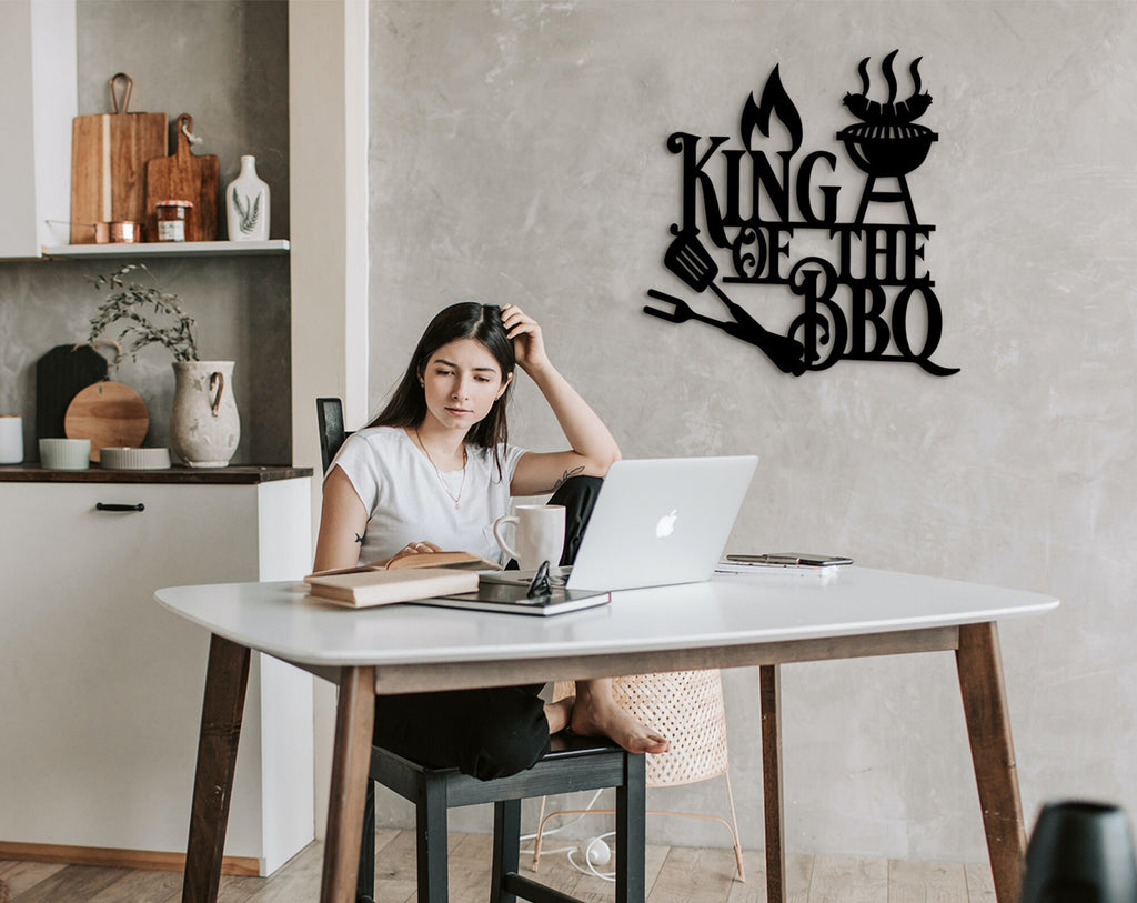 Personalized BBQ Grill Sign: King of the BBQ Wood Wall Art