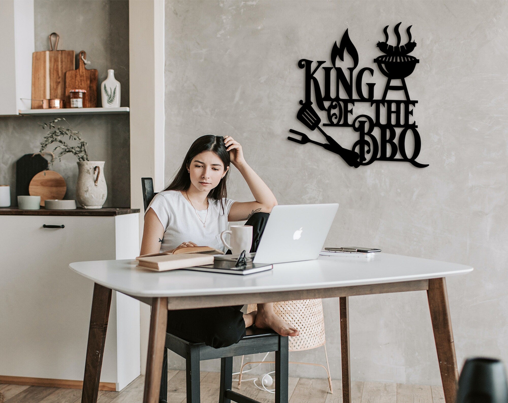 Personalized BBQ Grill Sign: King of the BBQ Wood Wall Art