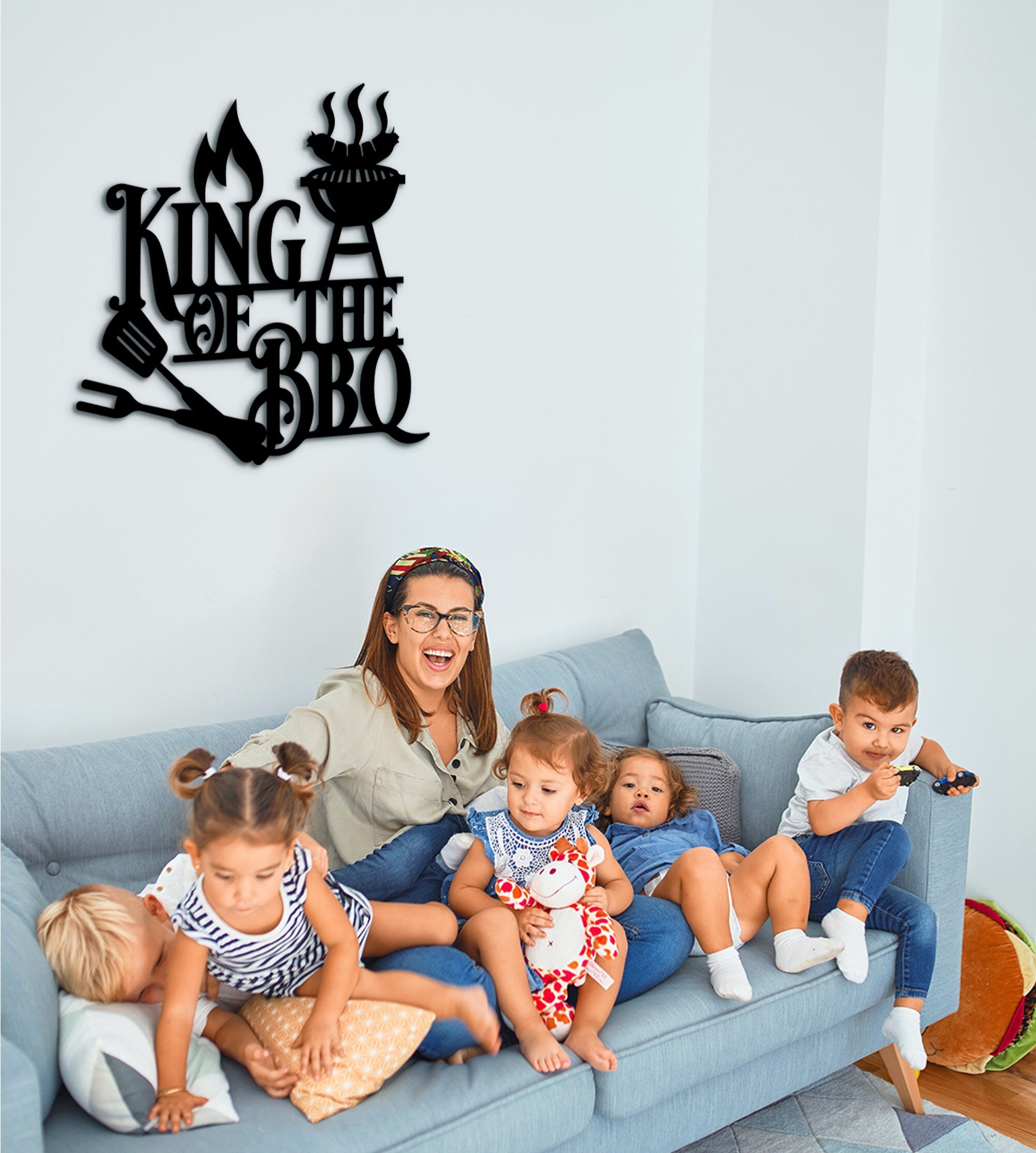 Personalized BBQ Grill Sign: King of the BBQ Wood Wall Art
