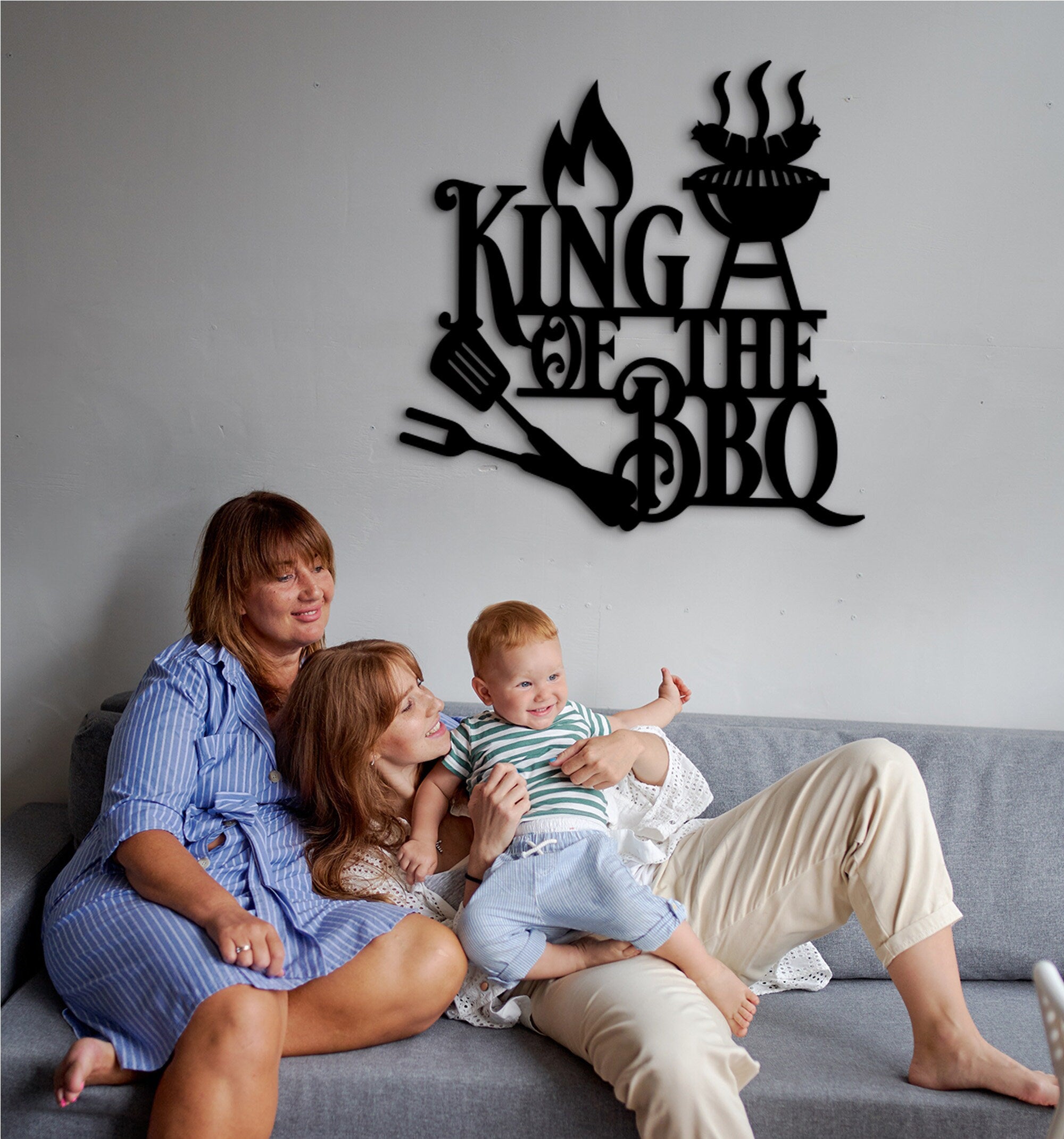 Personalized BBQ Grill Sign: King of the BBQ Wood Wall Art