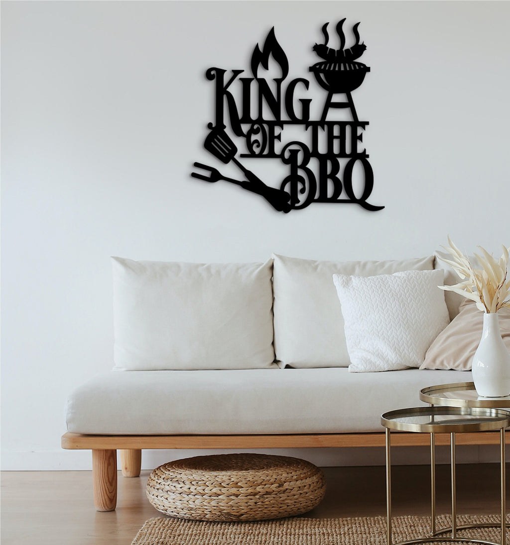 Personalized BBQ Grill Sign: King of the BBQ Wood Wall Art
