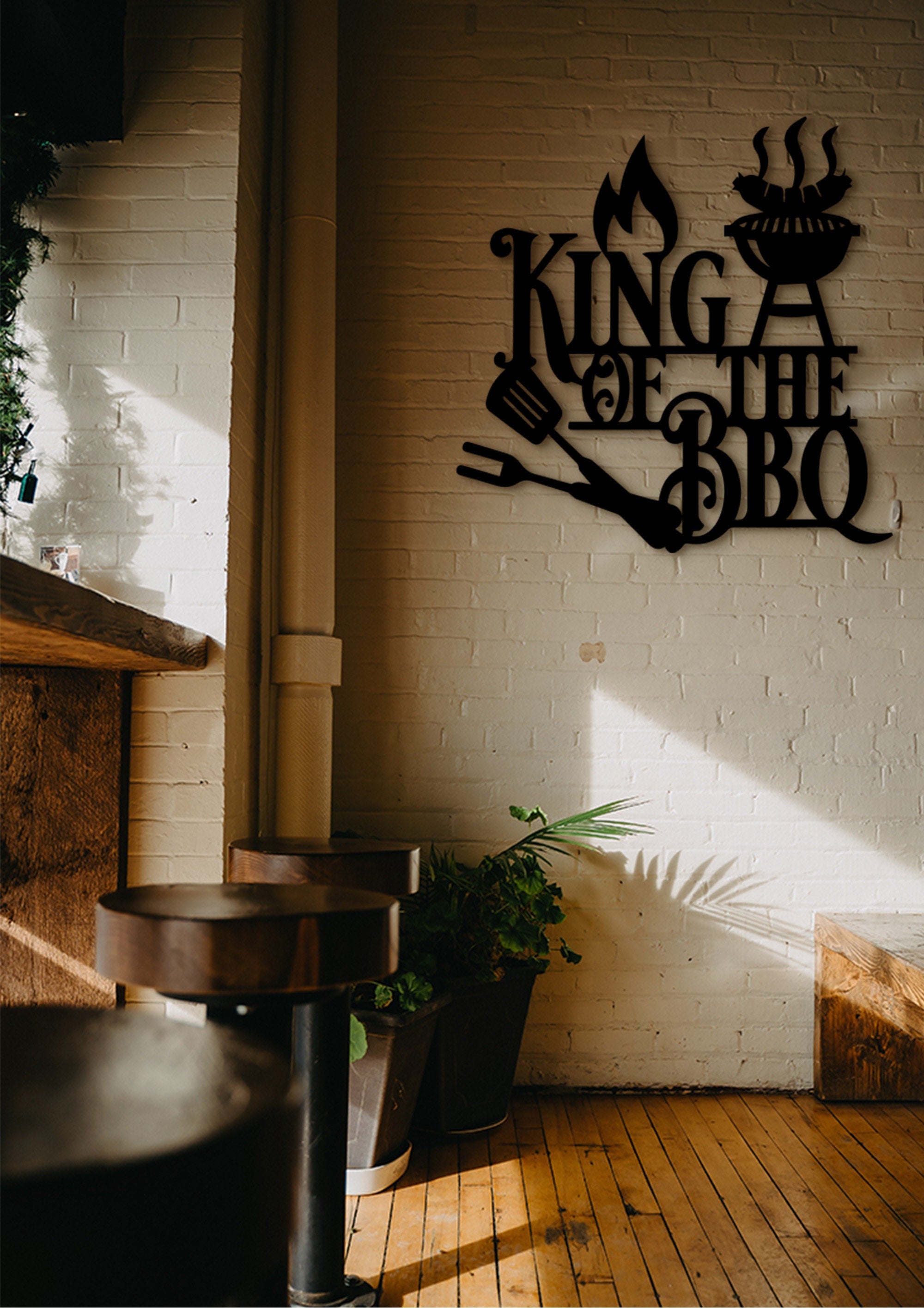 Personalized BBQ Grill Sign: King of the BBQ Wood Wall Art