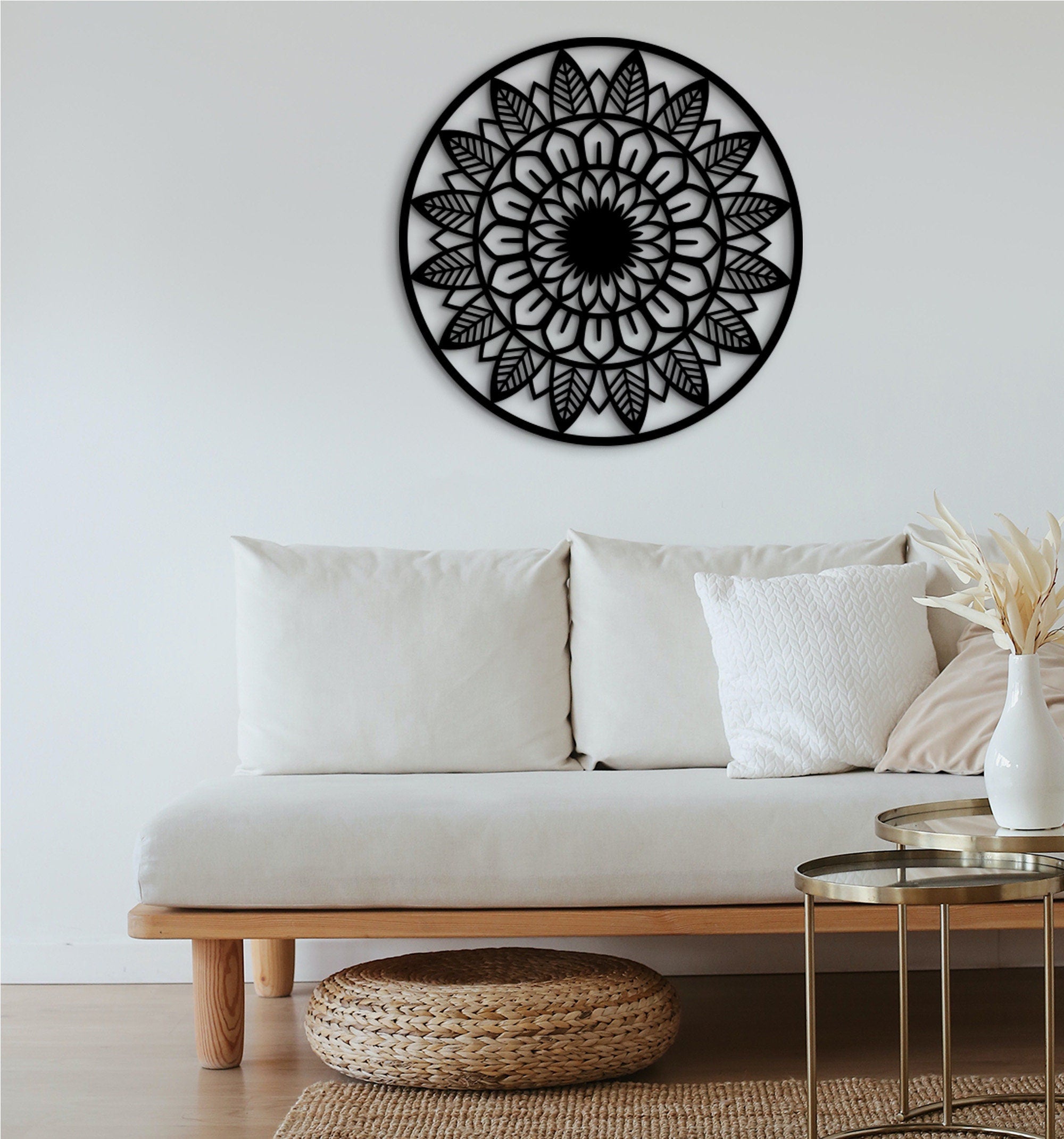 Boho Mandala Wood Wall Art: 3D Shadow Decor