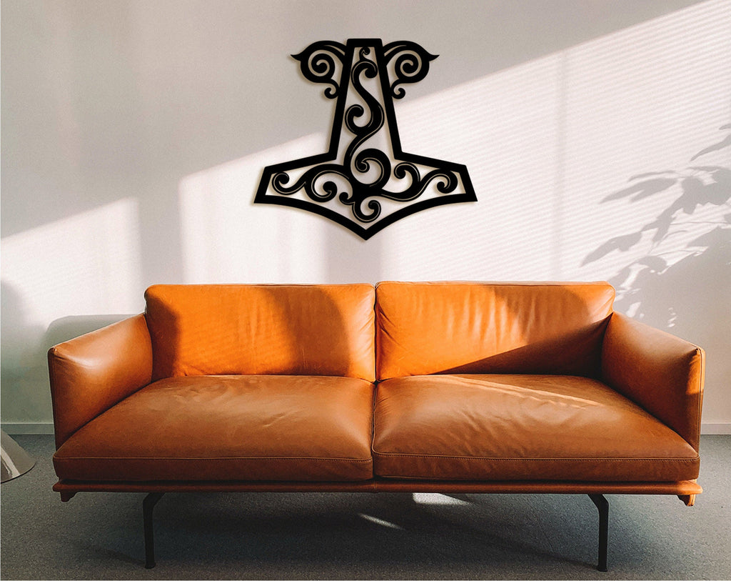 Mjollnir Wood Wall Decor, Viking Rune, Scandinavian Art