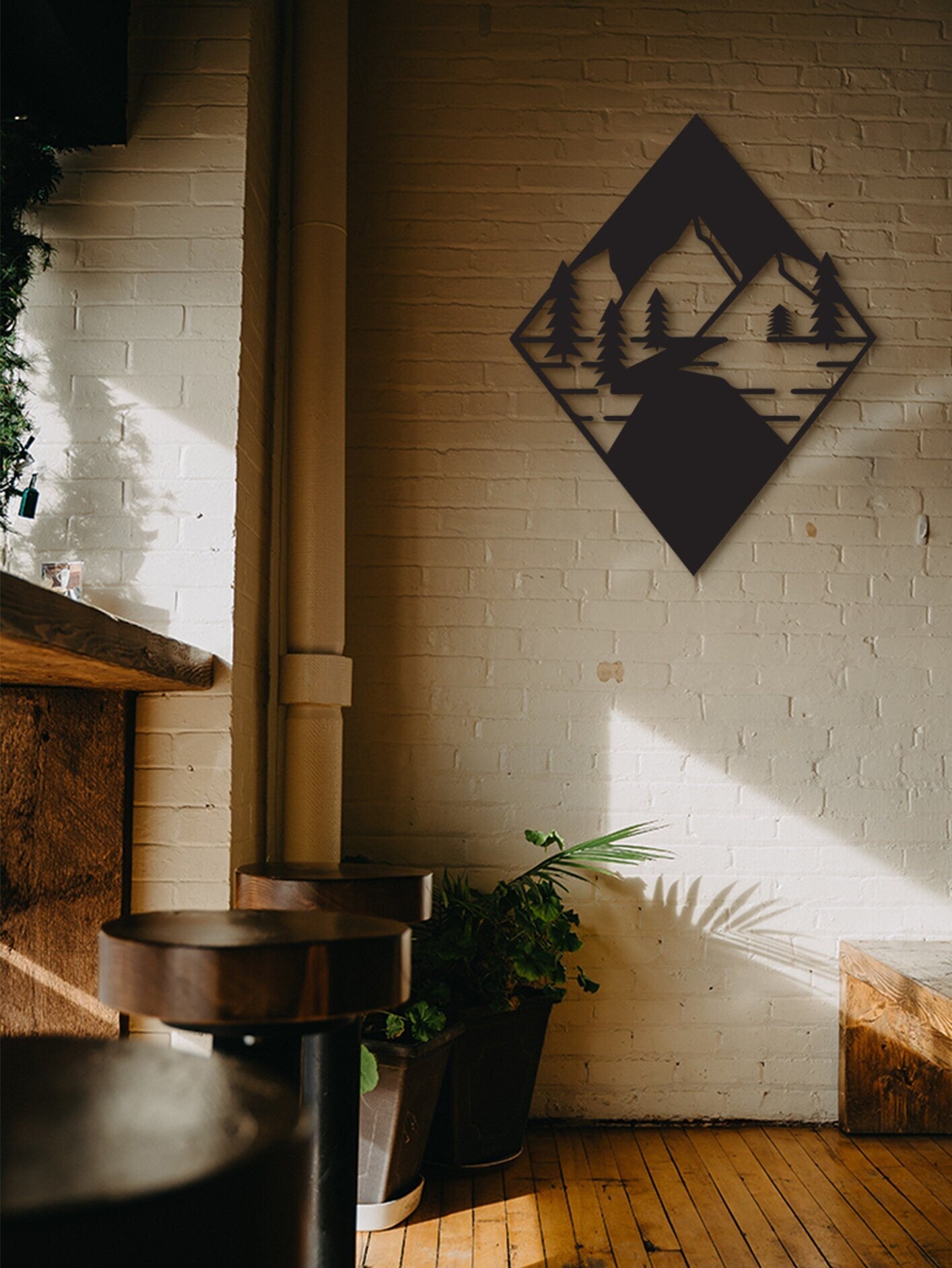 Mountain Wood Wall Art: Laser Cut Home Decor