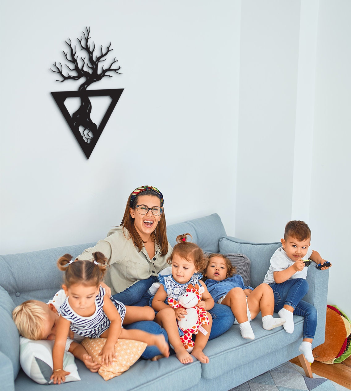 Laser Cut Wood Tree of Life Wall Art: Geometric Home Decor
