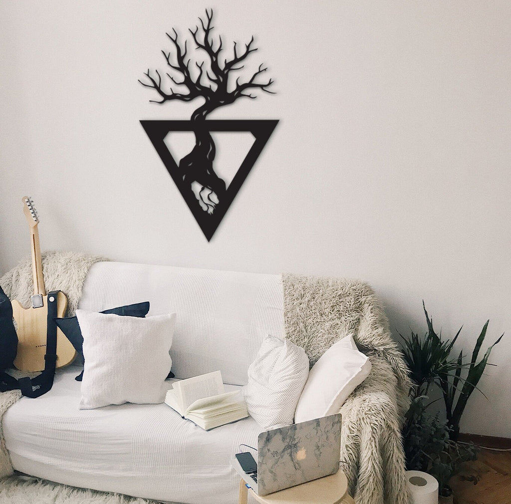 Laser Cut Wood Tree of Life Wall Art: Geometric Home Decor