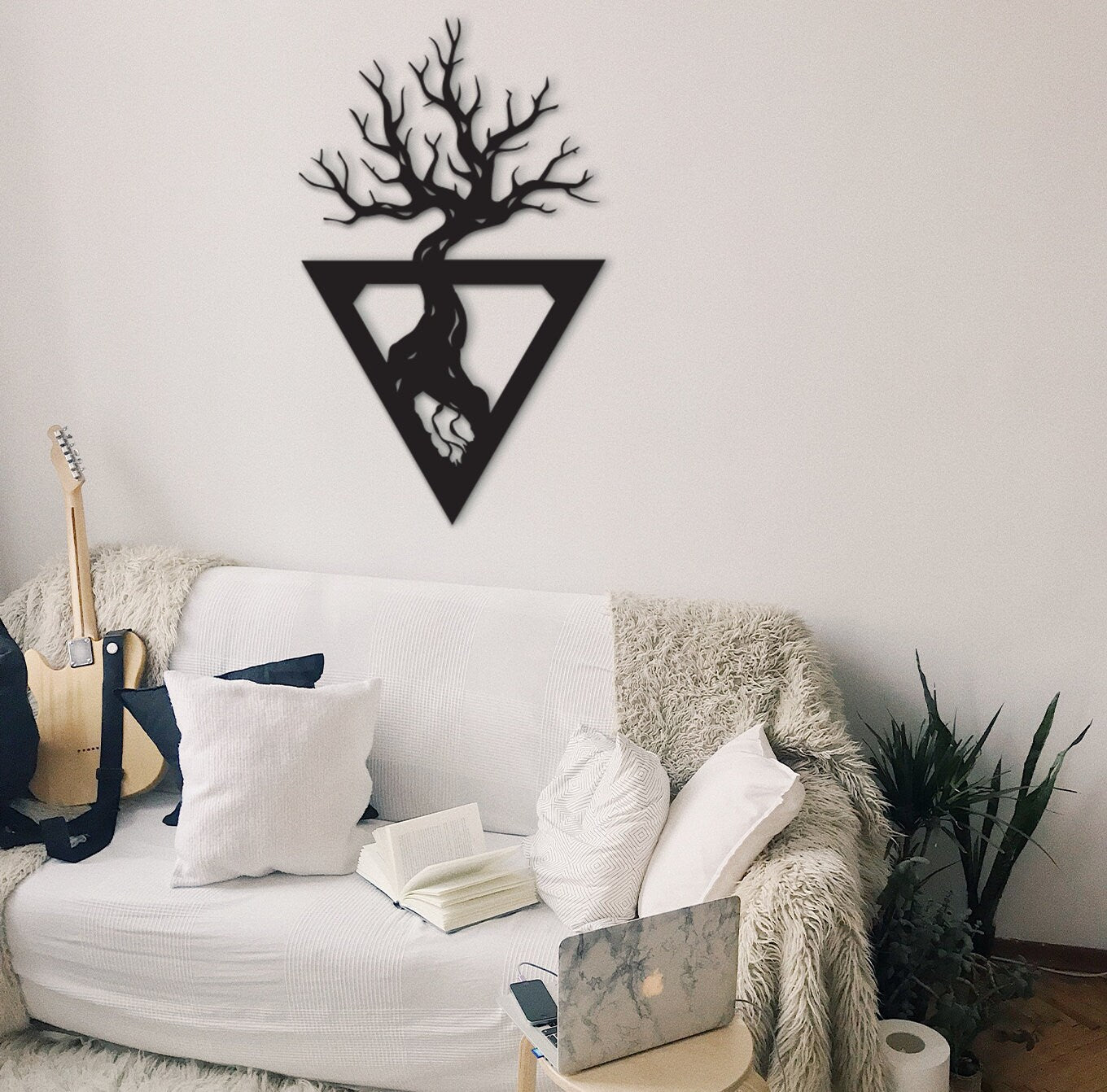 Laser Cut Wood Tree of Life Wall Art: Geometric Home Decor