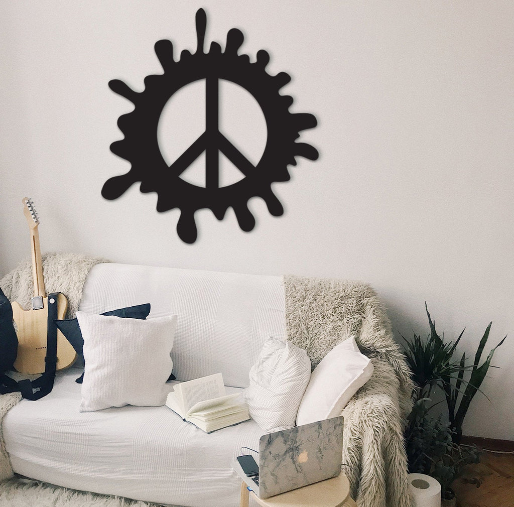 Wooden Peace Sign Wall Decor: Boho Hippie Symbol