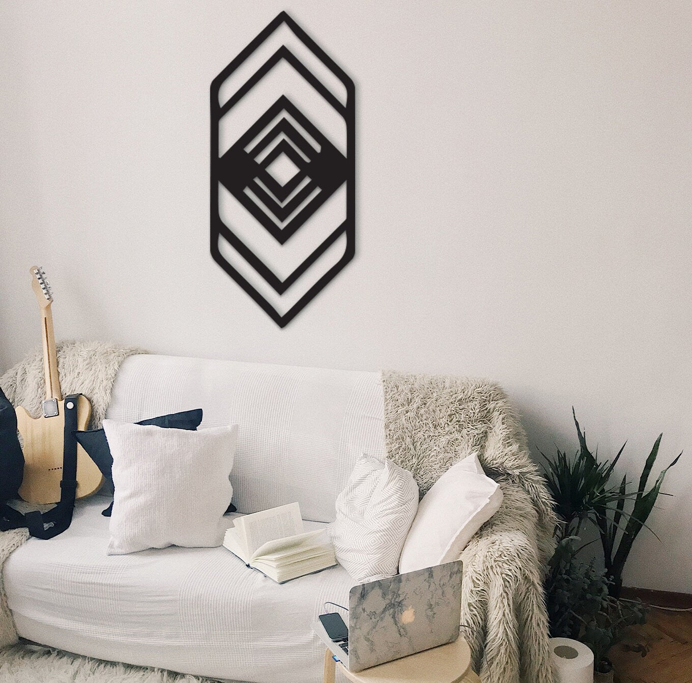 Tribal Geometric Wood Wall Decor: Native American Symbol Art