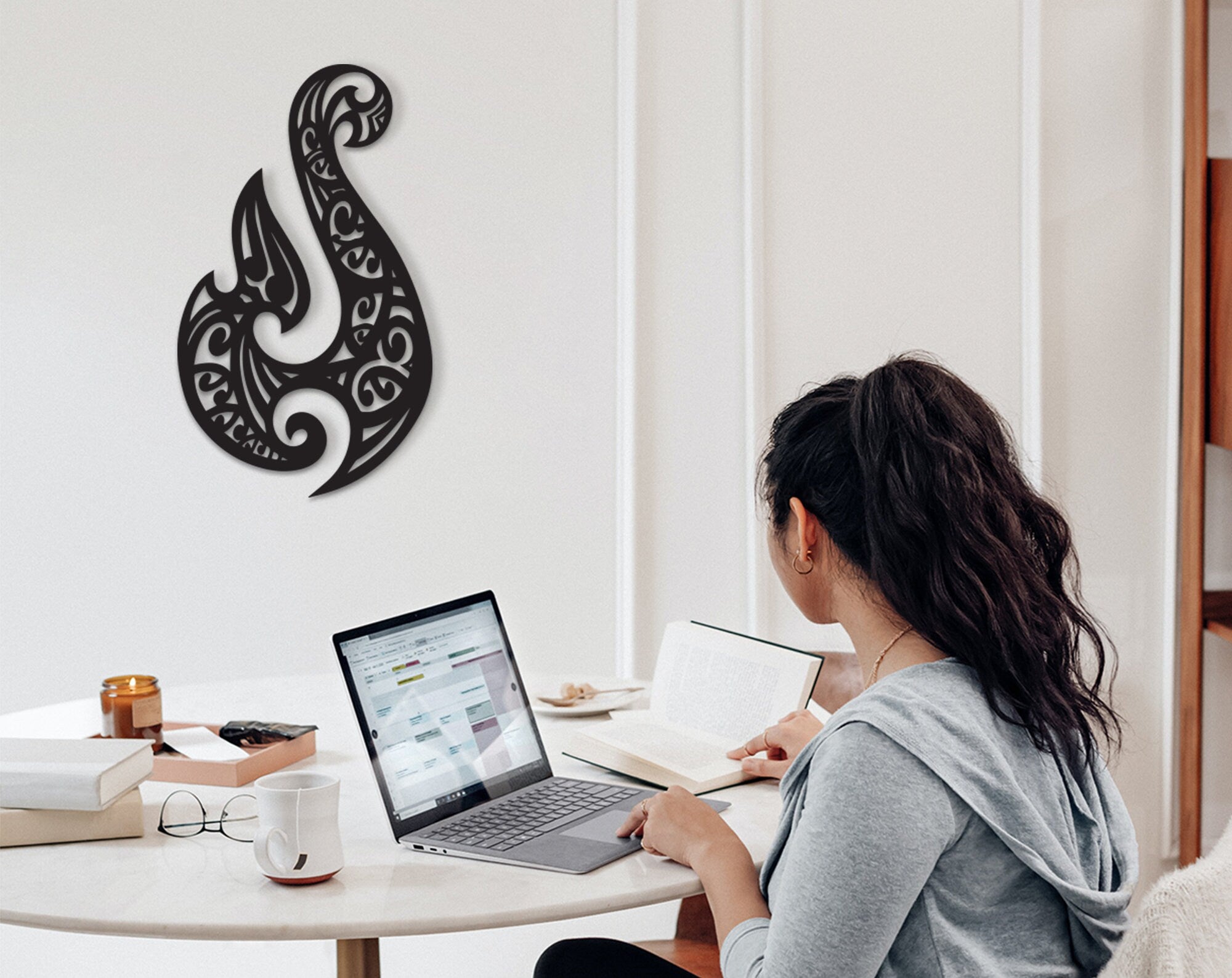 Hei Matau Maori Hook: Tribal Wall Art Sculpture, New Zealand Gift
