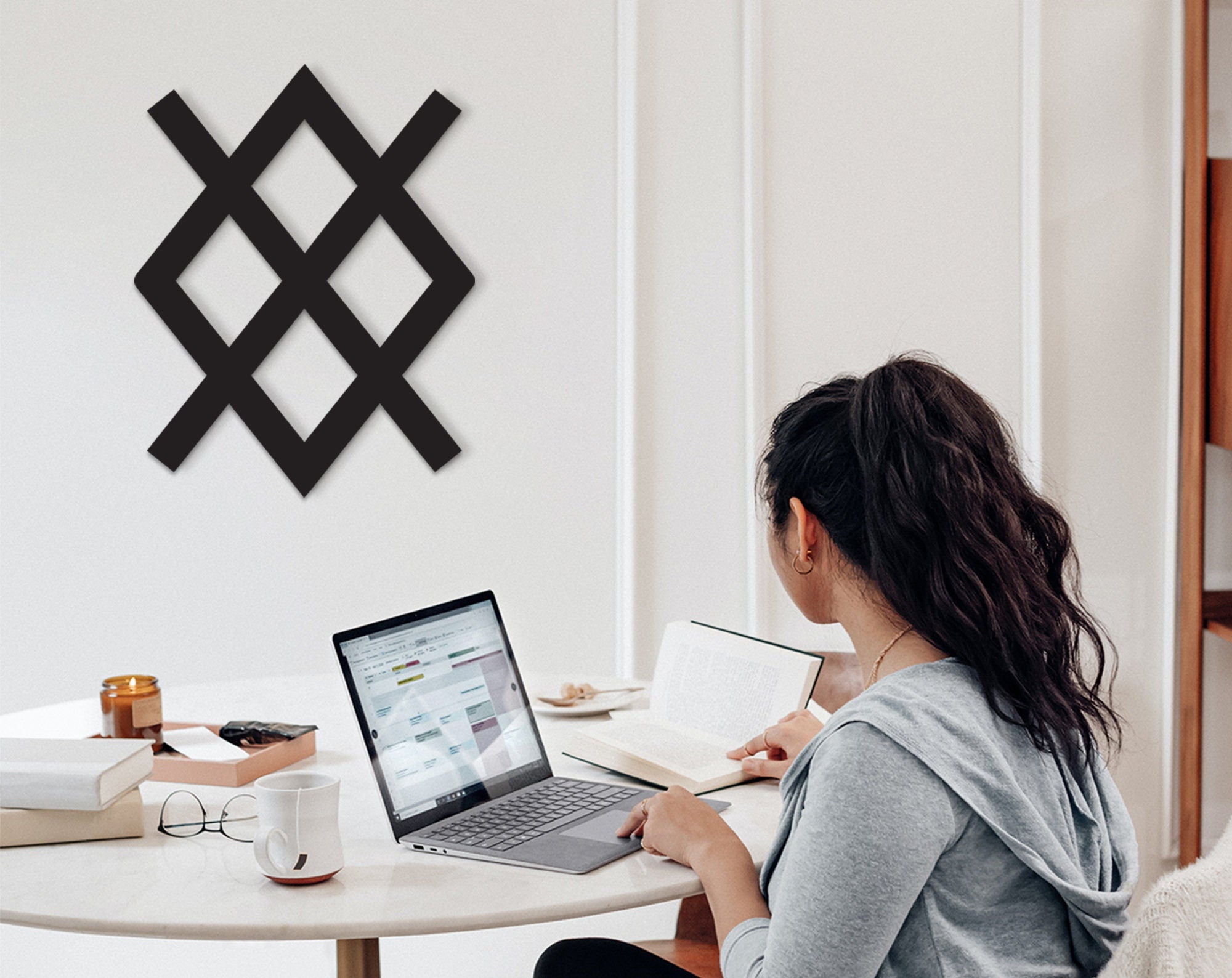 GUNGNIR Viking Symbol Wood Wall Art: Skuld’s Net Protection Amulet