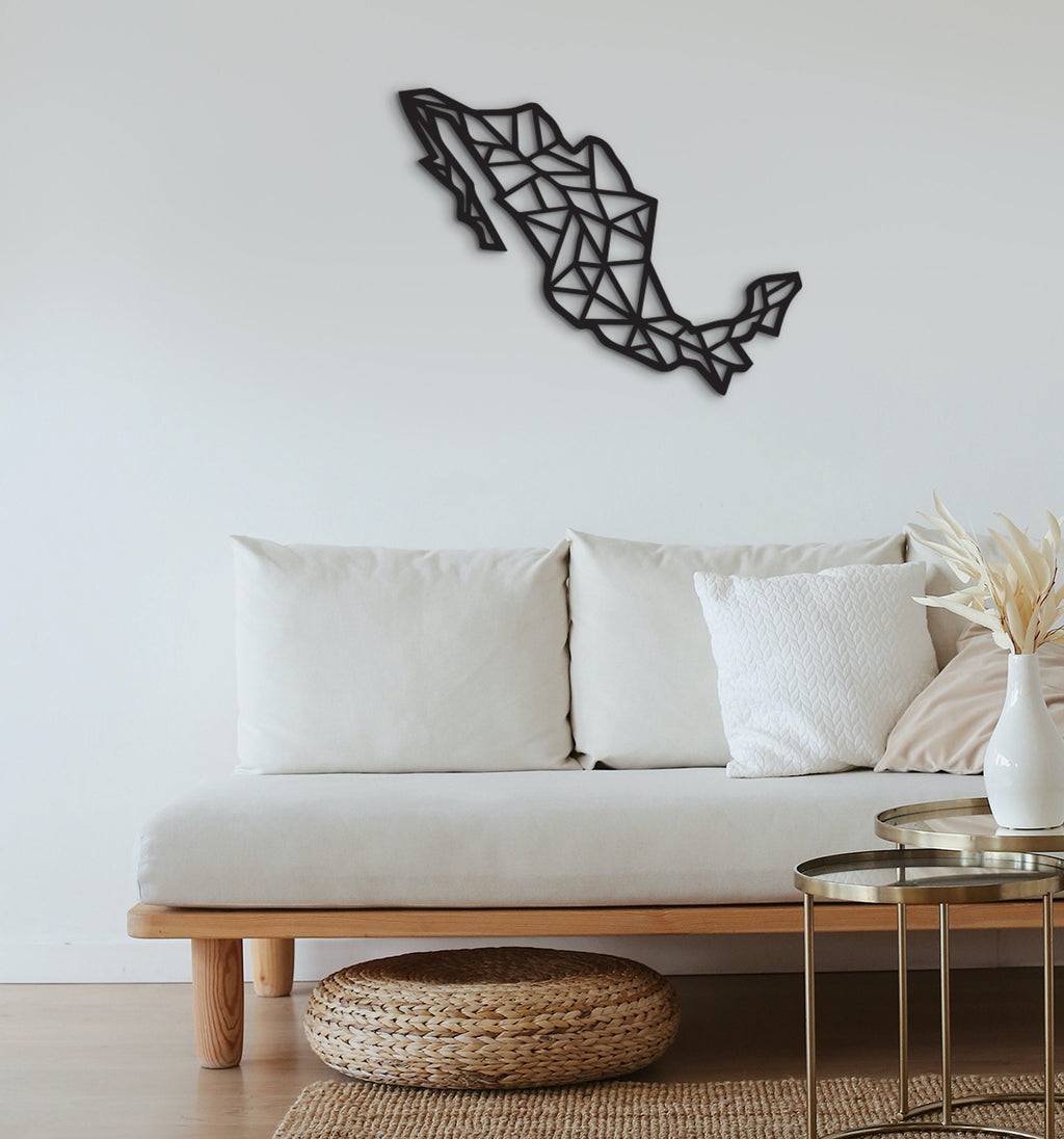 Wooden Mexico Map Wall Art: Geometric Laser Cut Home Decor