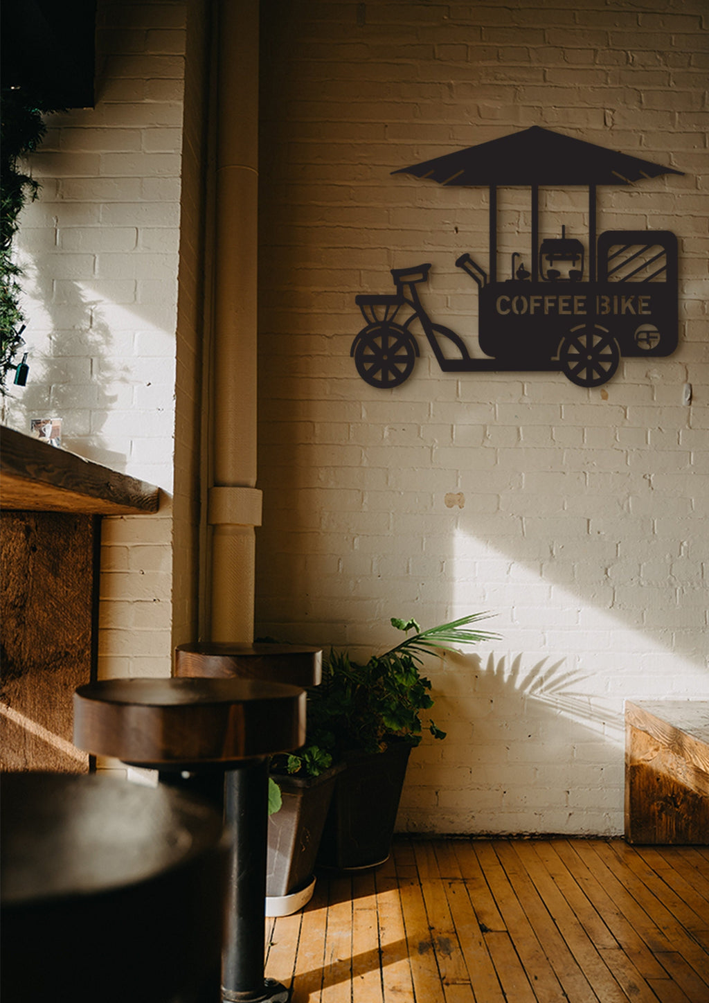 Coffee Bike Wood Wall Art: Laser Cut Coffee Bar Decor