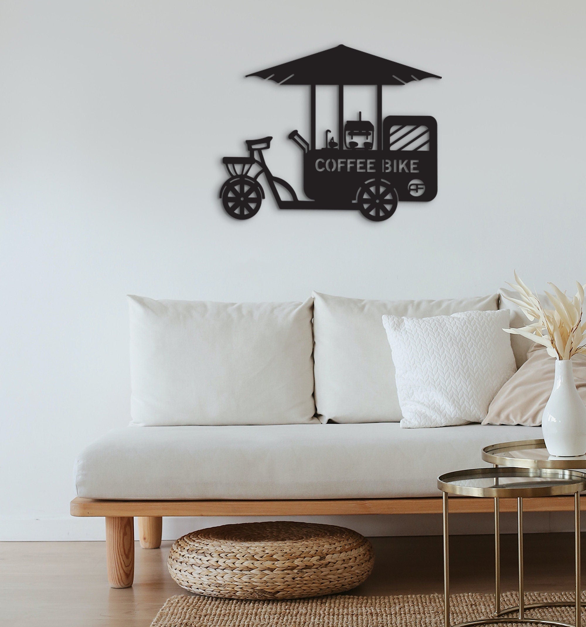 Coffee Bike Wood Wall Art: Laser Cut Coffee Bar Decor
