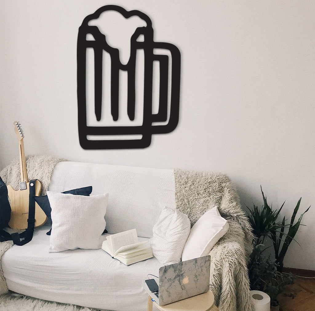 Beer Pint Wood Wall Art: Bar Decor Sign