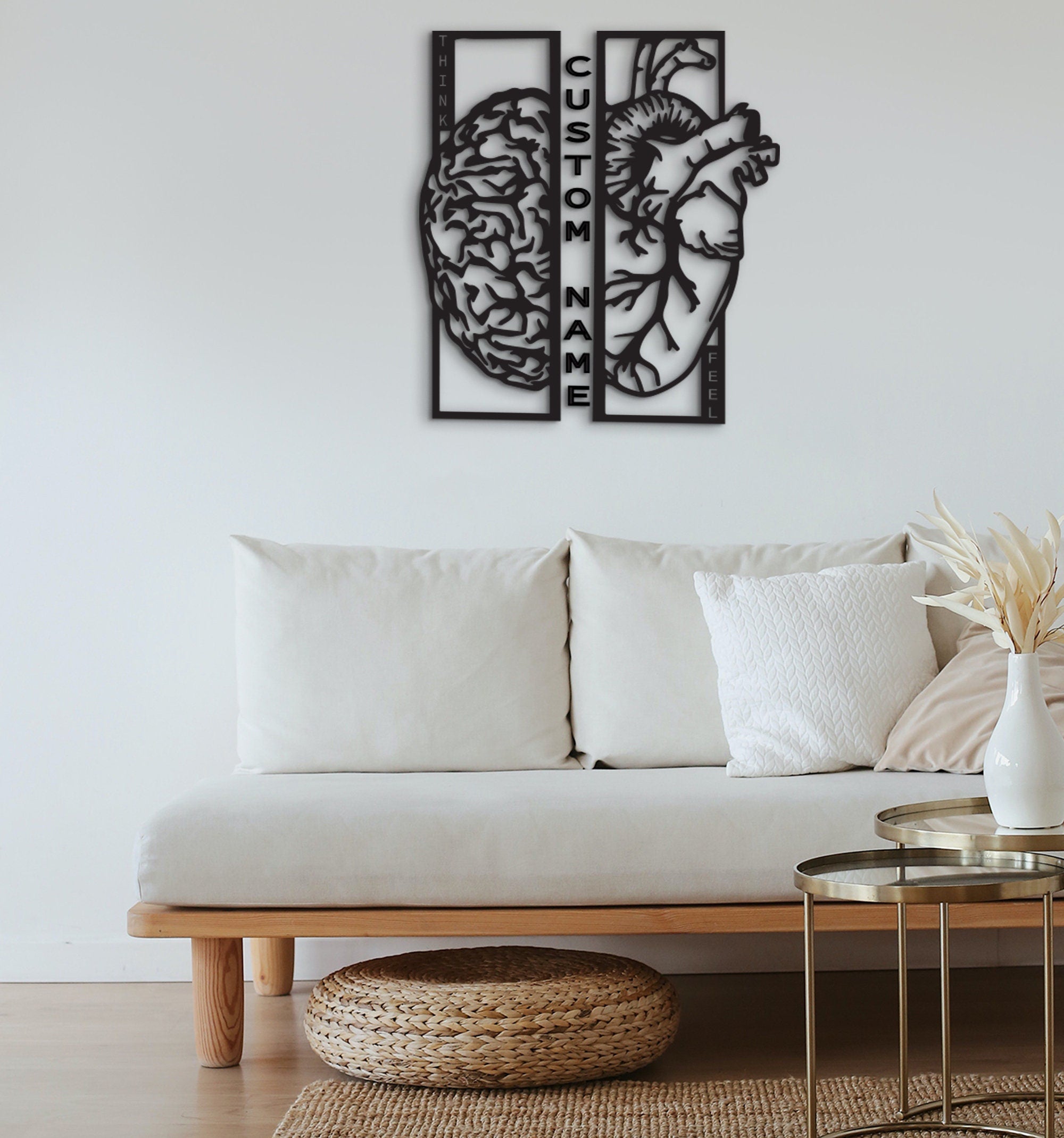 Heart and Brain Wood Wall Art: Psychology & Neuroscience Decor