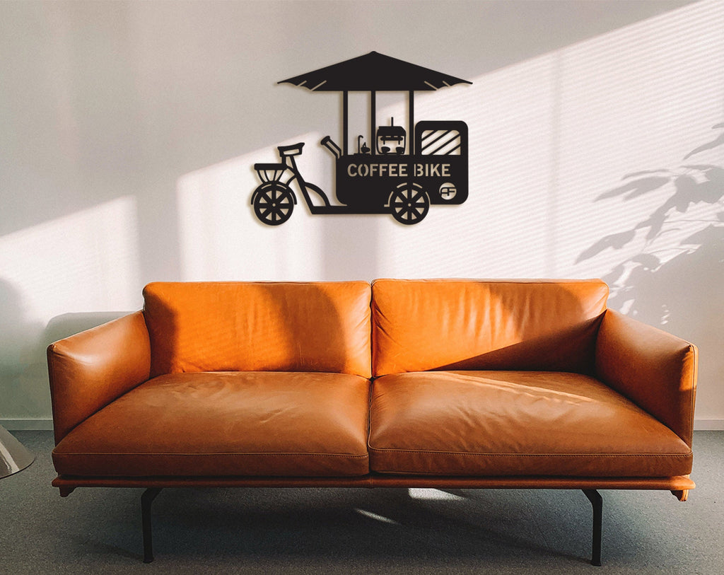 Coffee Bike Wood Wall Art: Laser Cut Coffee Bar Decor