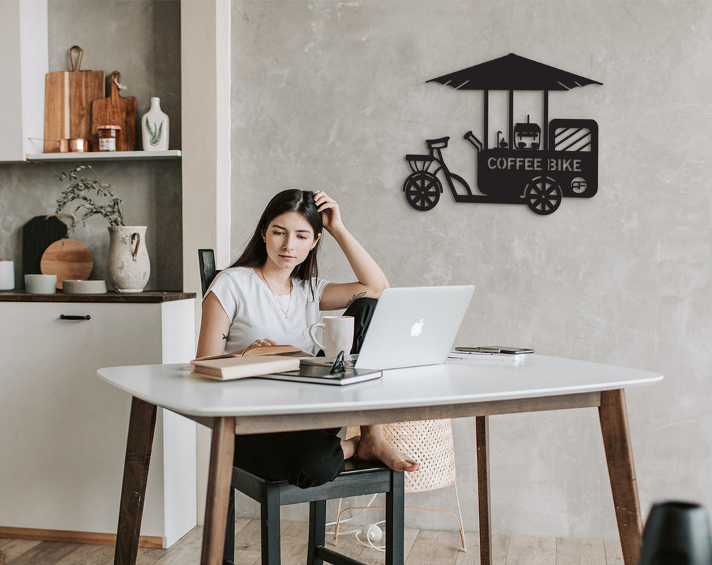Coffee Bike Wood Wall Art: Laser Cut Coffee Bar Decor