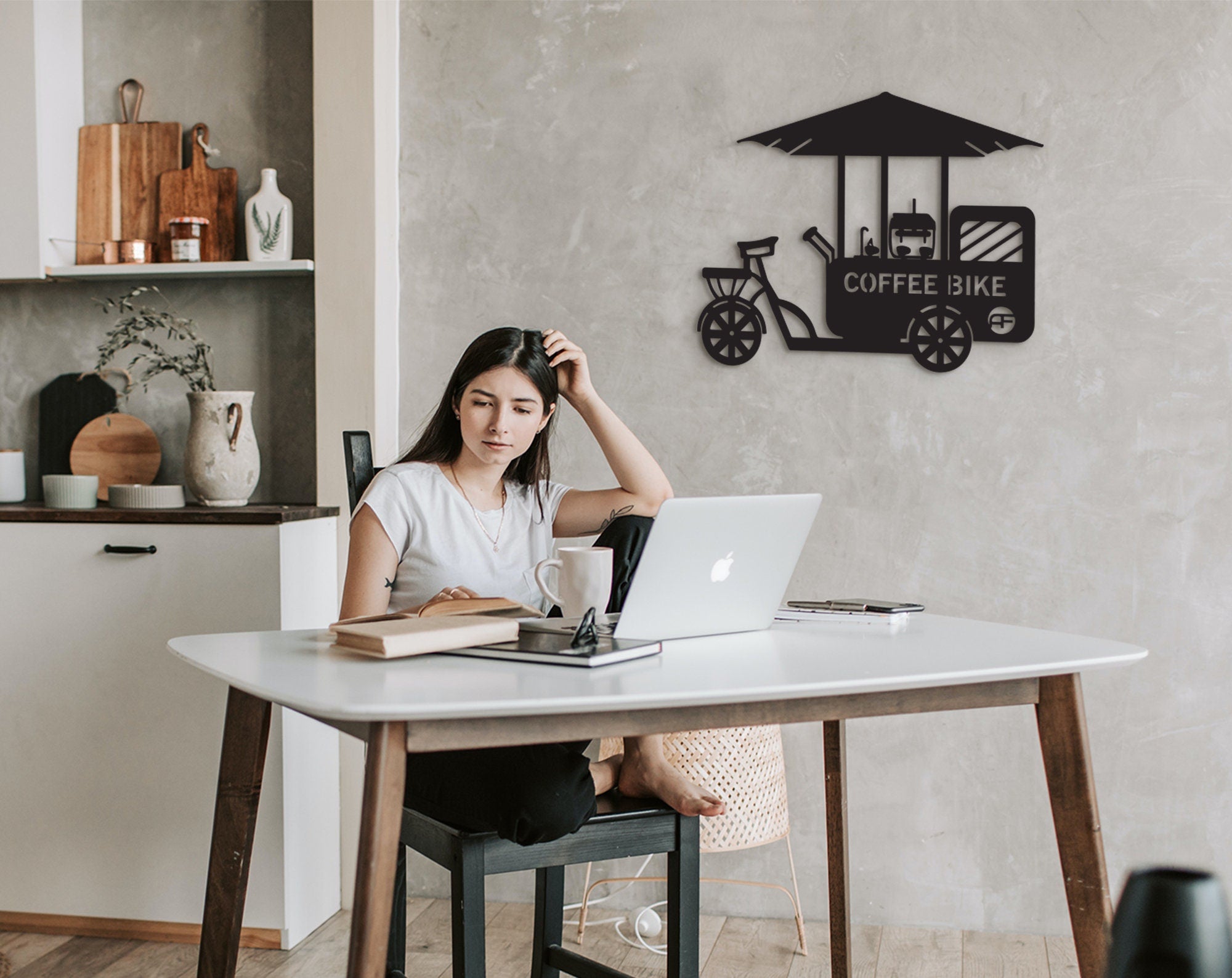 Coffee Bike Wood Wall Art: Laser Cut Coffee Bar Decor