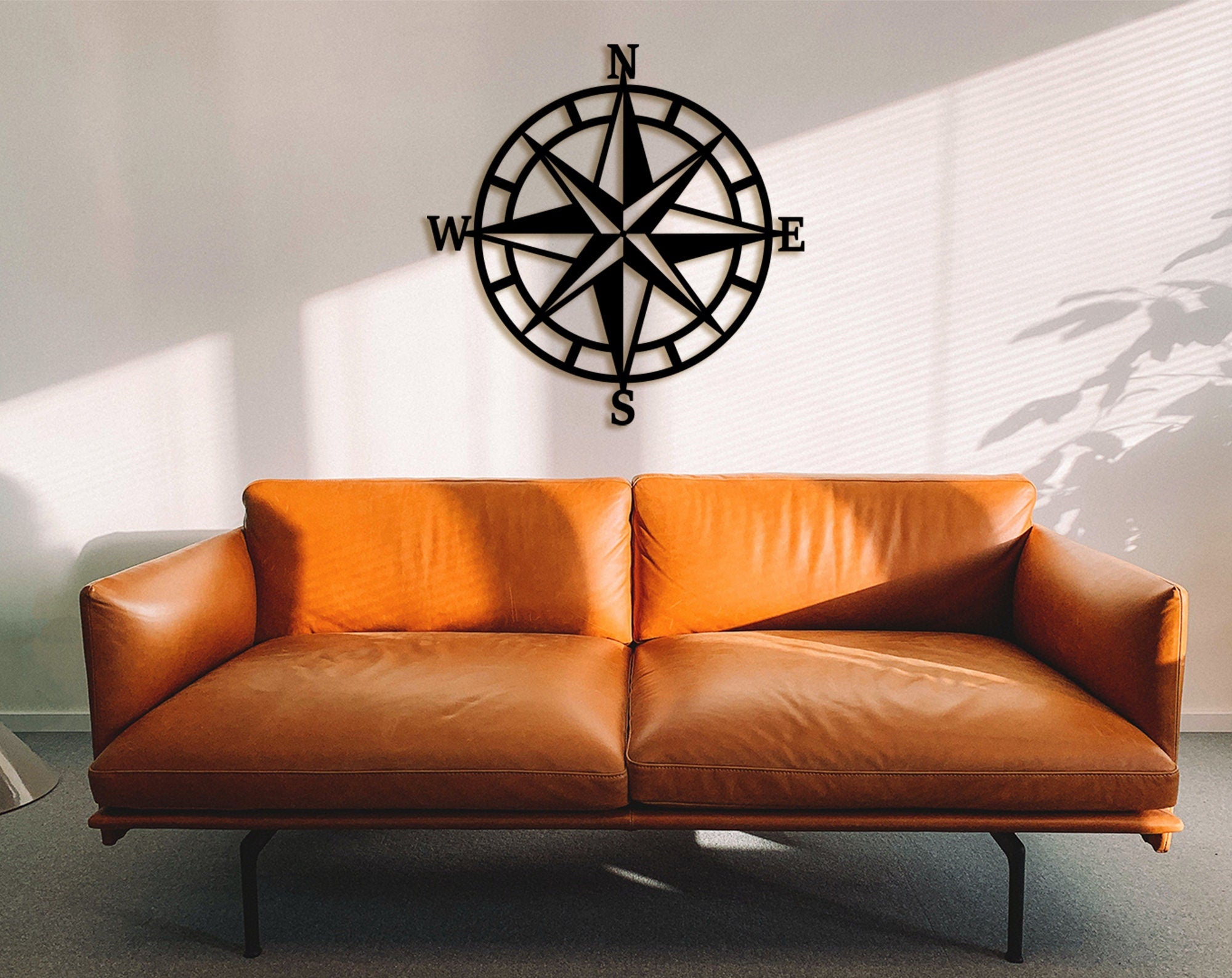 Nautical Compass Wood Wall Art: 3D Shadow Effect Decor