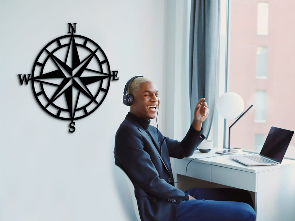 Nautical Compass Wood Wall Art: 3D Shadow Effect Decor
