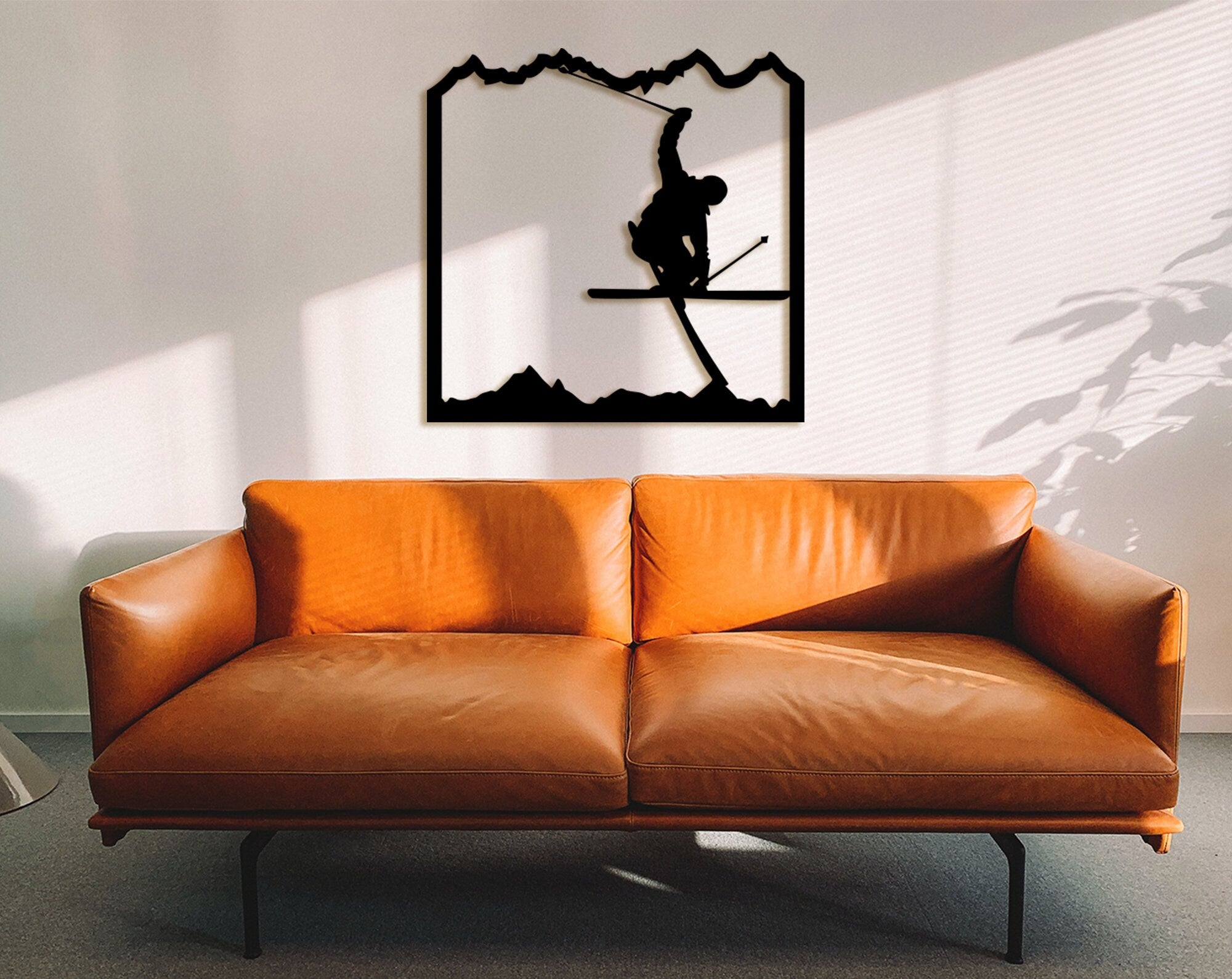 Big Skier Wood Wall Decor: Mountain Winter Sports Art