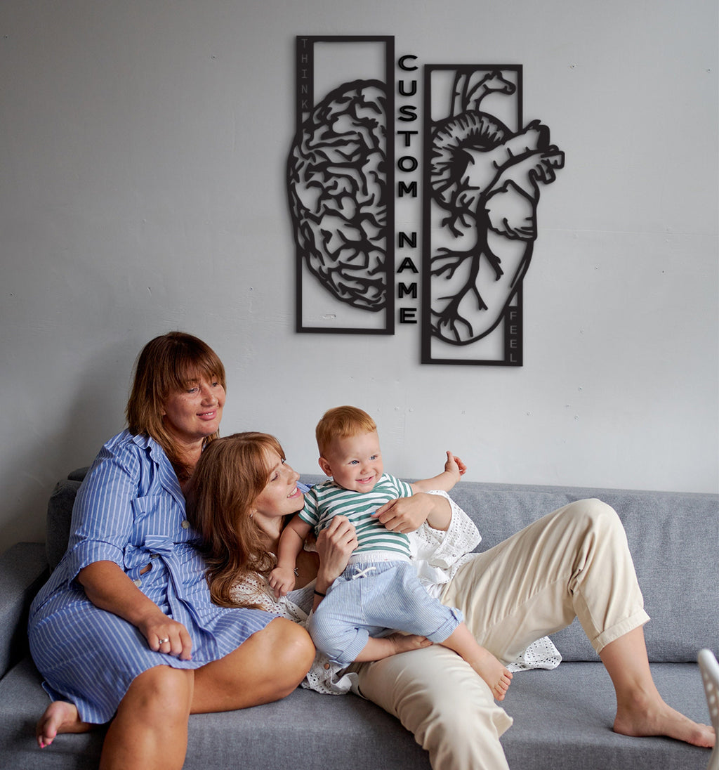 Heart and Brain Wood Wall Art: Psychology & Neuroscience Decor