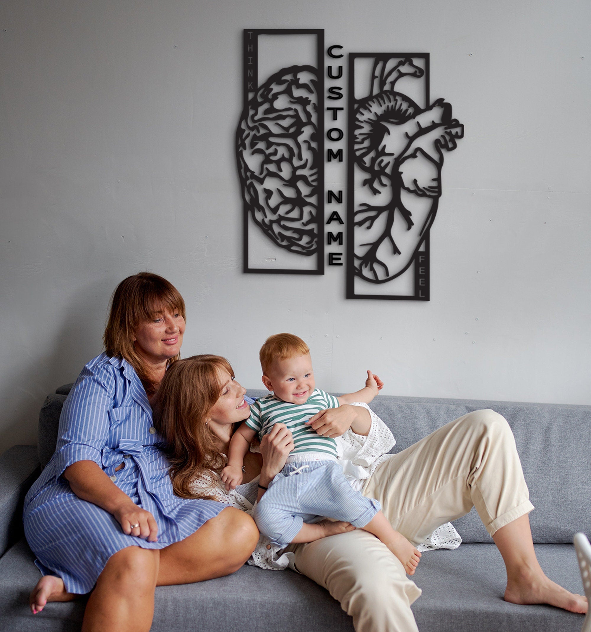 Heart and Brain Wood Wall Art: Psychology & Neuroscience Decor