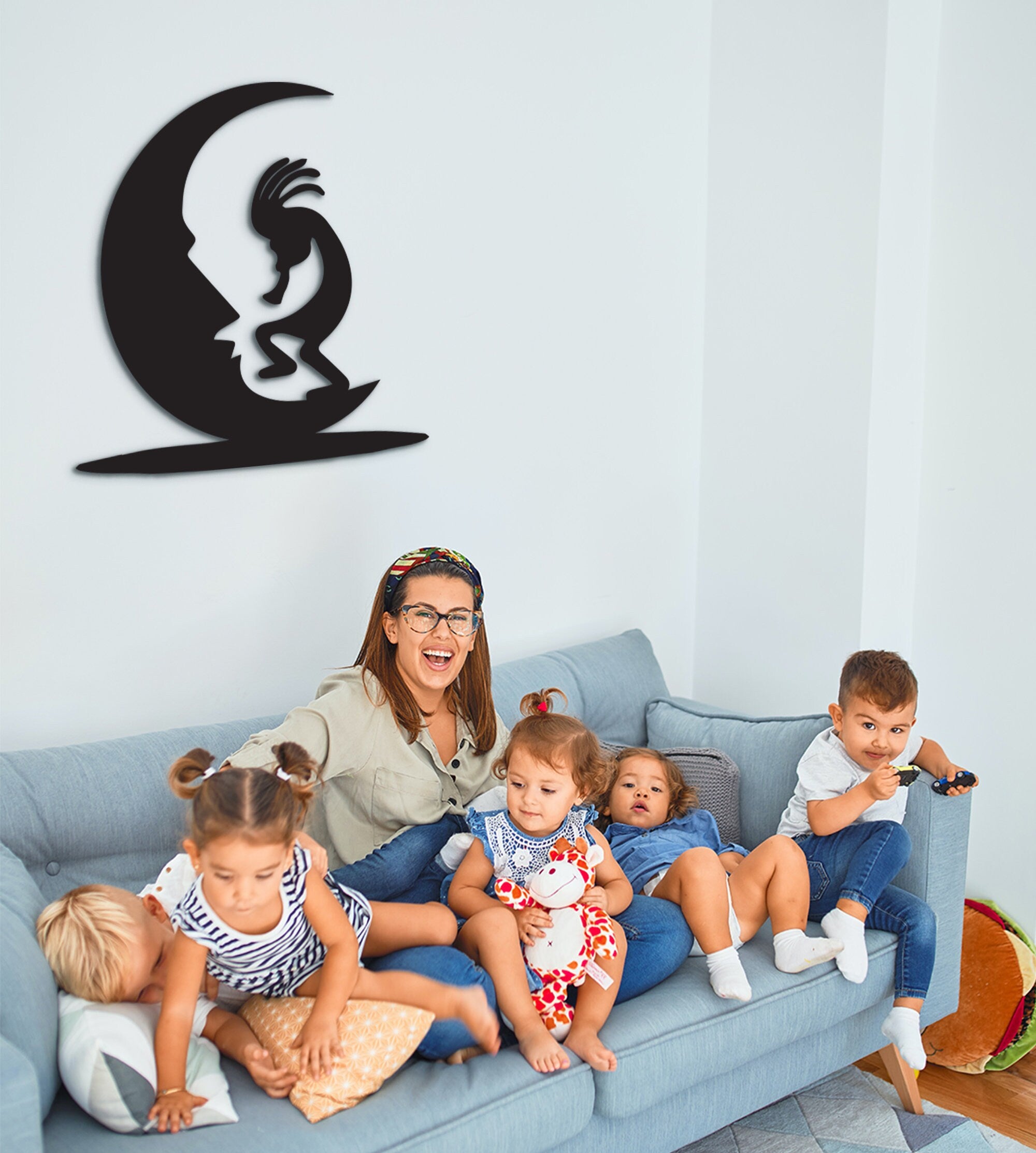 Kokopelli Moon Wood Sign: Native American Wall Decor